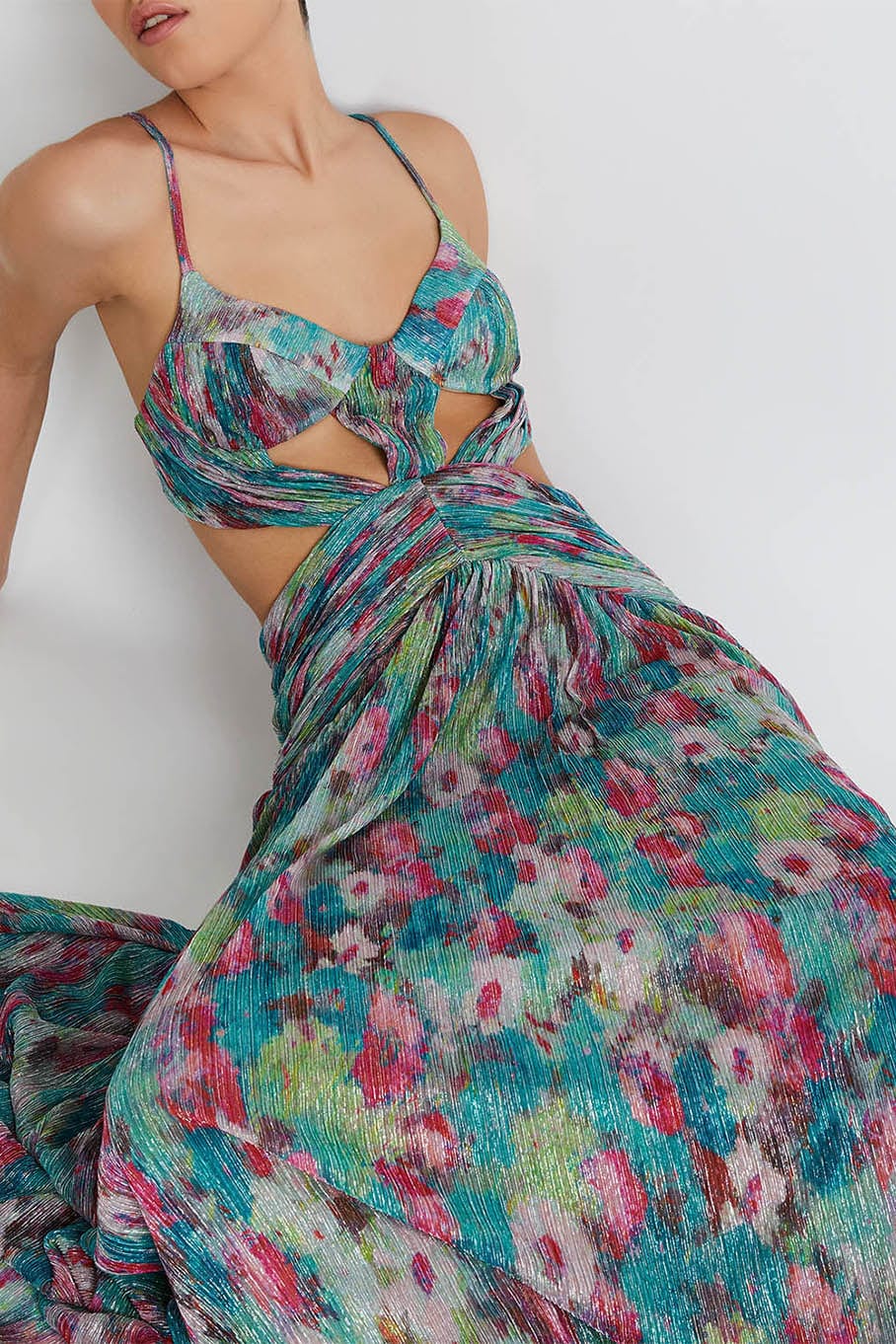 PATBO-Printed Lurex Sleeveless Gown-