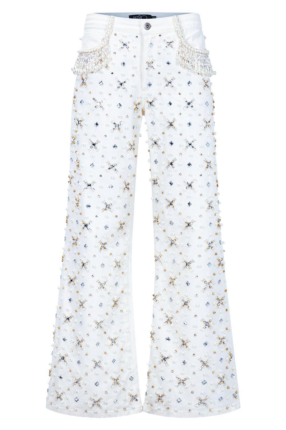 PATBO-Beaded Wide Leg Jeans-