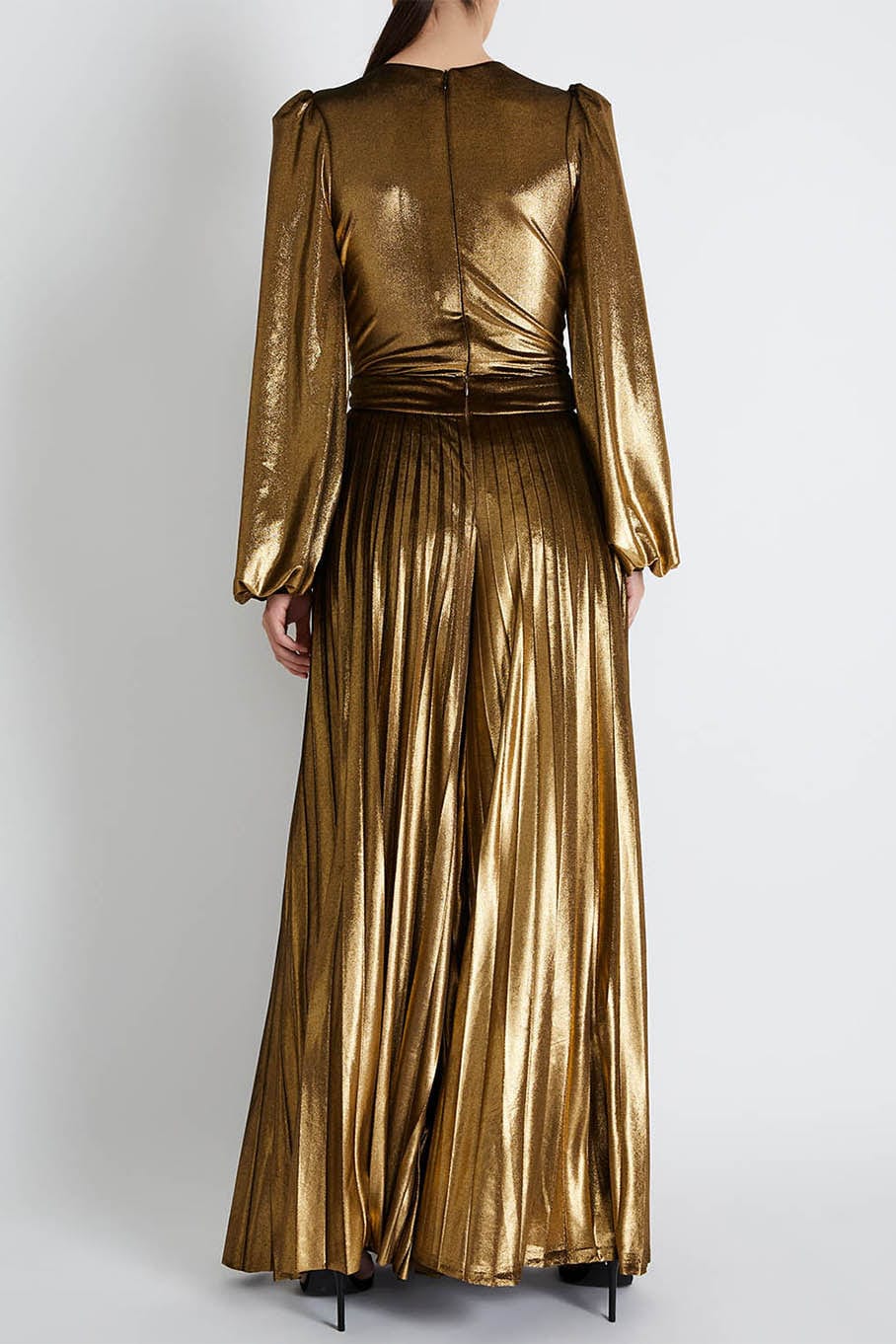 PATBO-Metallic Velvet Plunge Bodysuit-