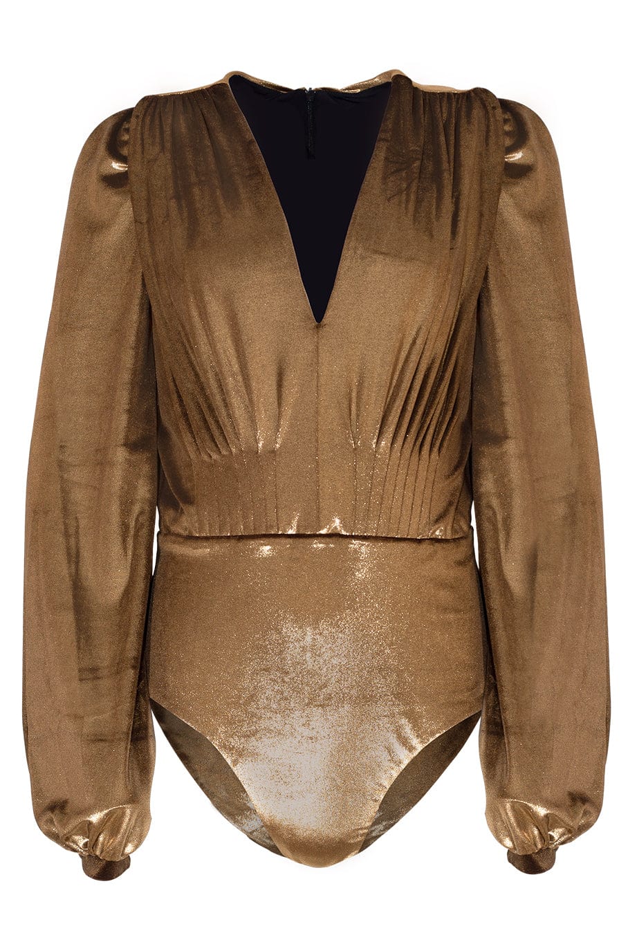 PATBO-Metallic Velvet Plunge Bodysuit-