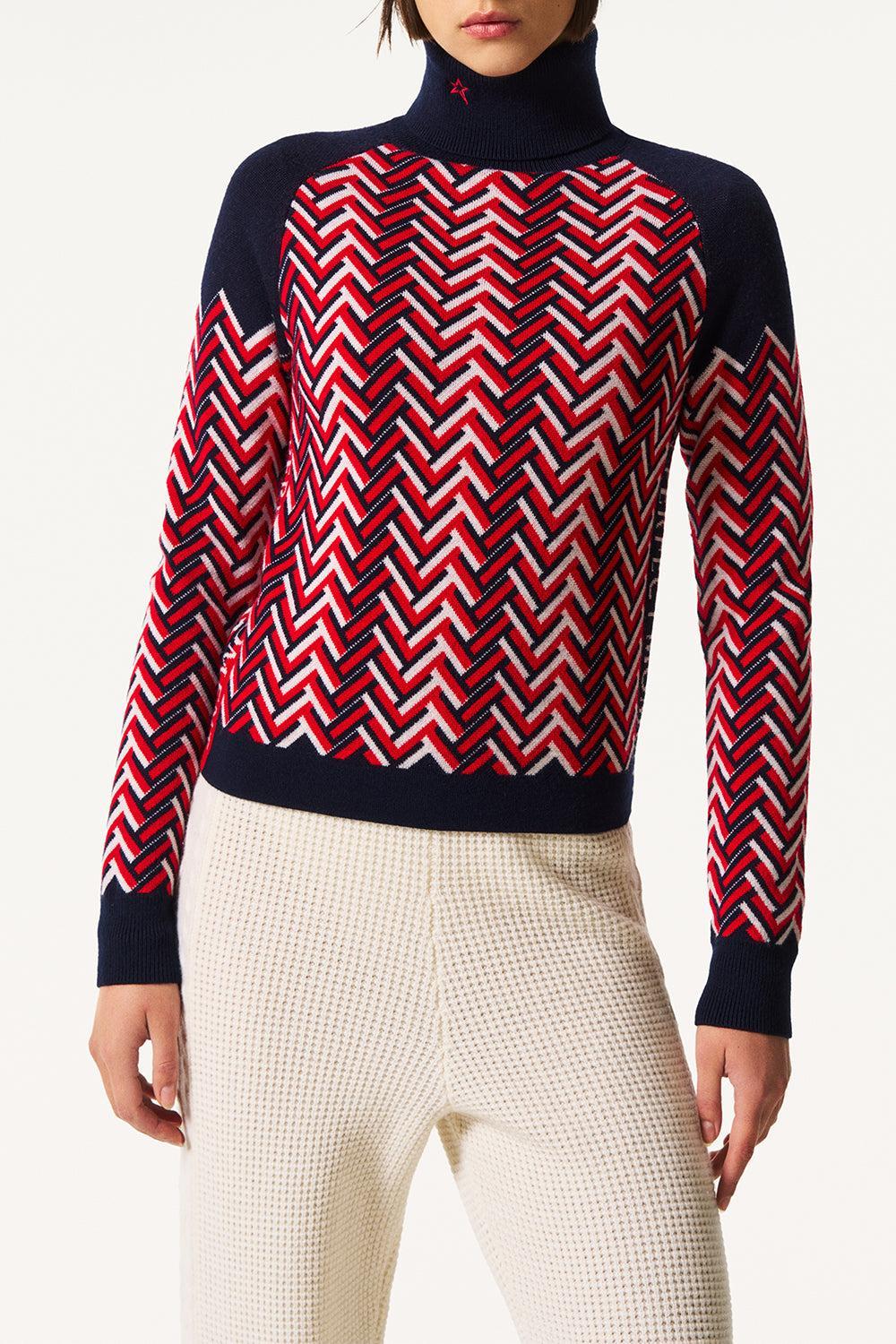 Chunky Chevron Turtleneck Sweater-NVREDWHT-XS-CLOTHINGTOPSWEATER-PERFECT MOMENT