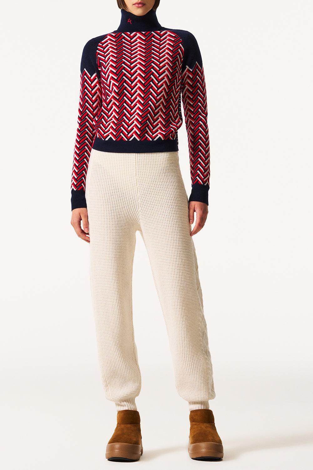 Chunky Chevron Turtleneck Sweater-NVREDWHT-XS-CLOTHINGTOPSWEATER-PERFECT MOMENT