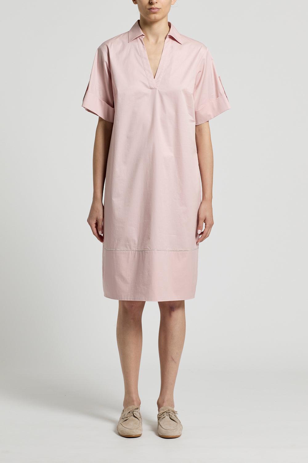 V Neck Stretch Midi Dres-CHRBLSMP-40-CLOTHINGDRESSCASUAL-PESERICO