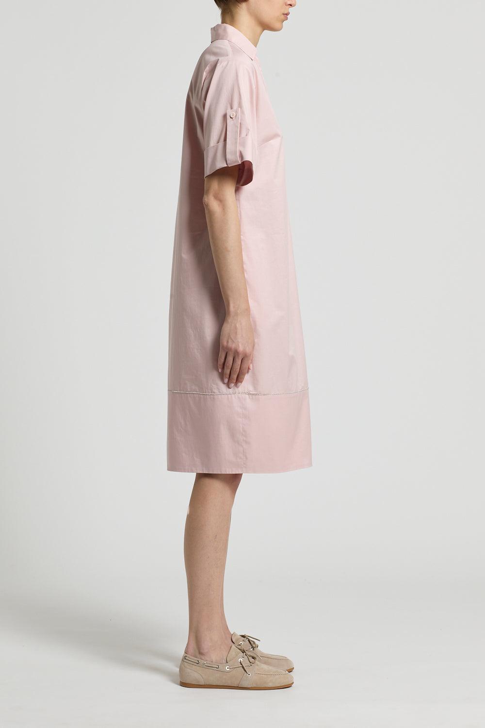 V Neck Stretch Midi Dres-CHRBLSMP-40-CLOTHINGDRESSCASUAL-PESERICO