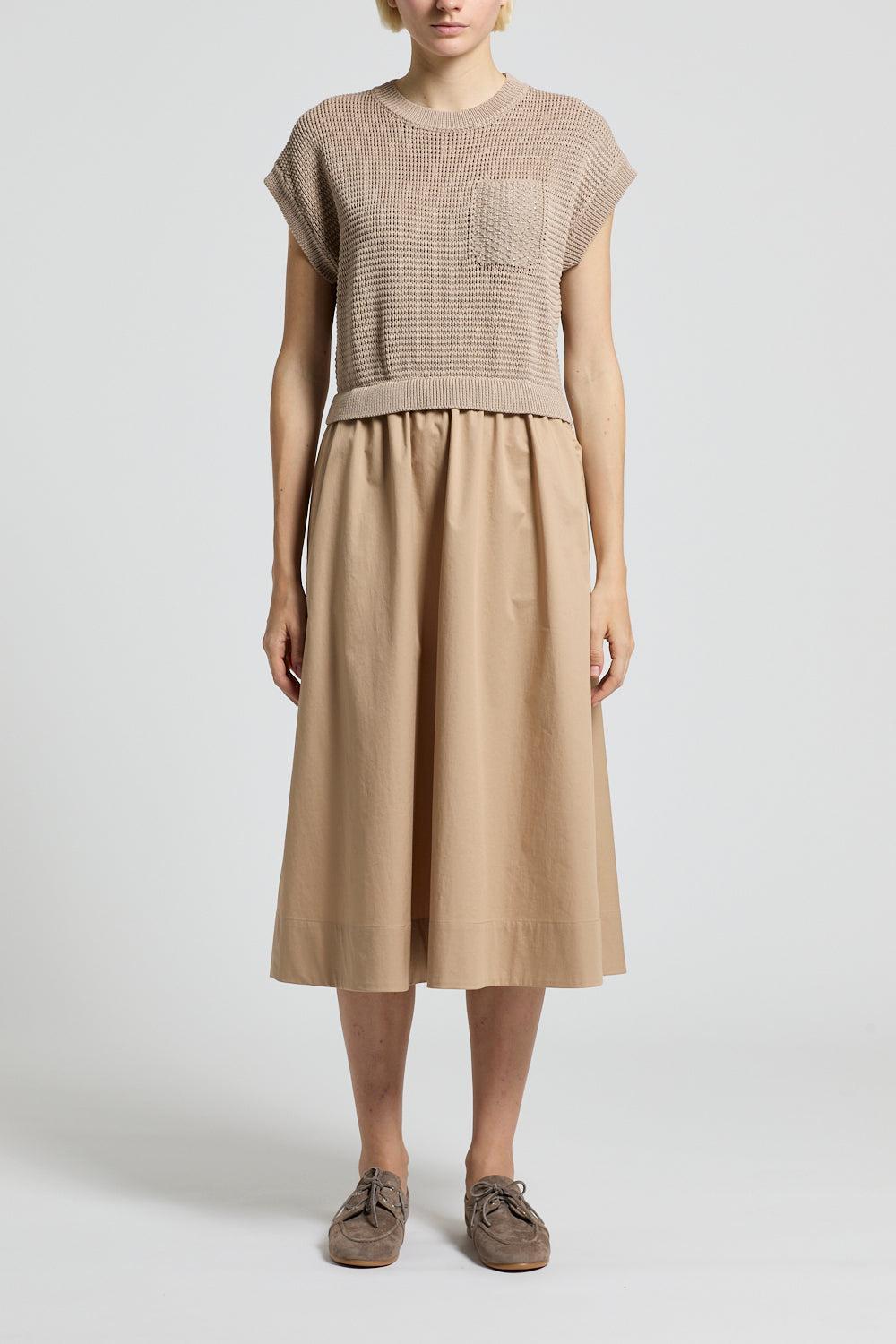 Knit Midi Dress-GOLD-38-CLOTHINGDRESSCASUAL-PESERICO