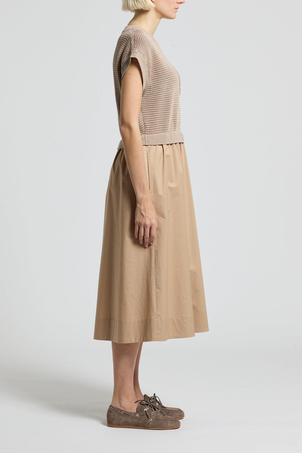 Knit Midi Dress-GOLD-38-CLOTHINGDRESSCASUAL-PESERICO