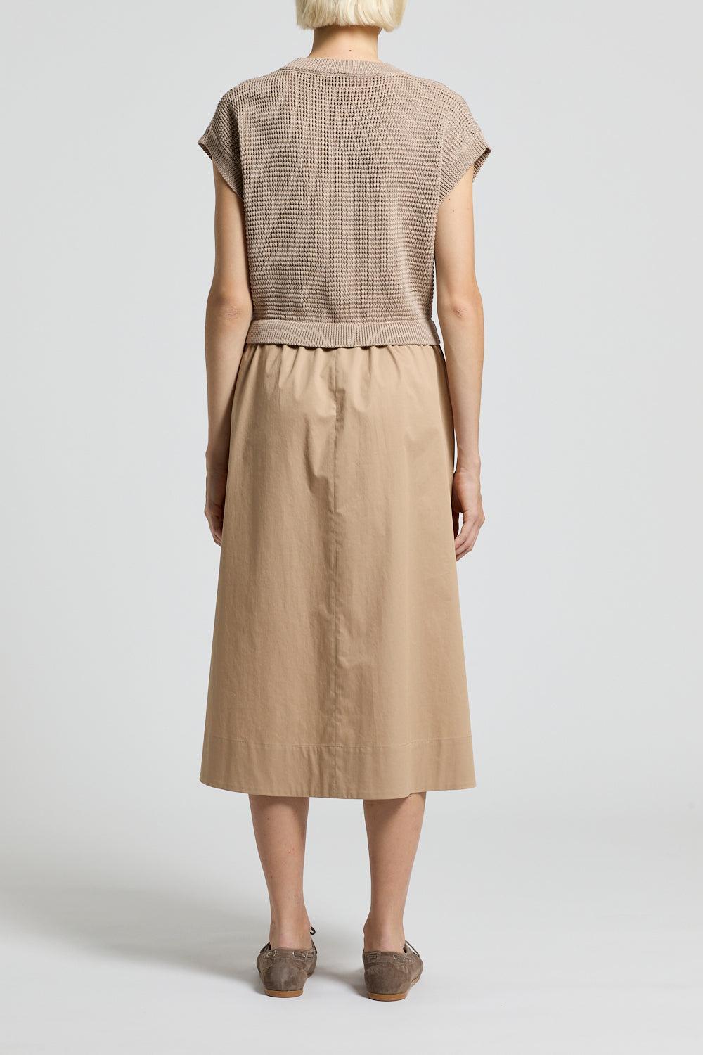 Knit Midi Dress-GOLD-38-CLOTHINGDRESSCASUAL-PESERICO