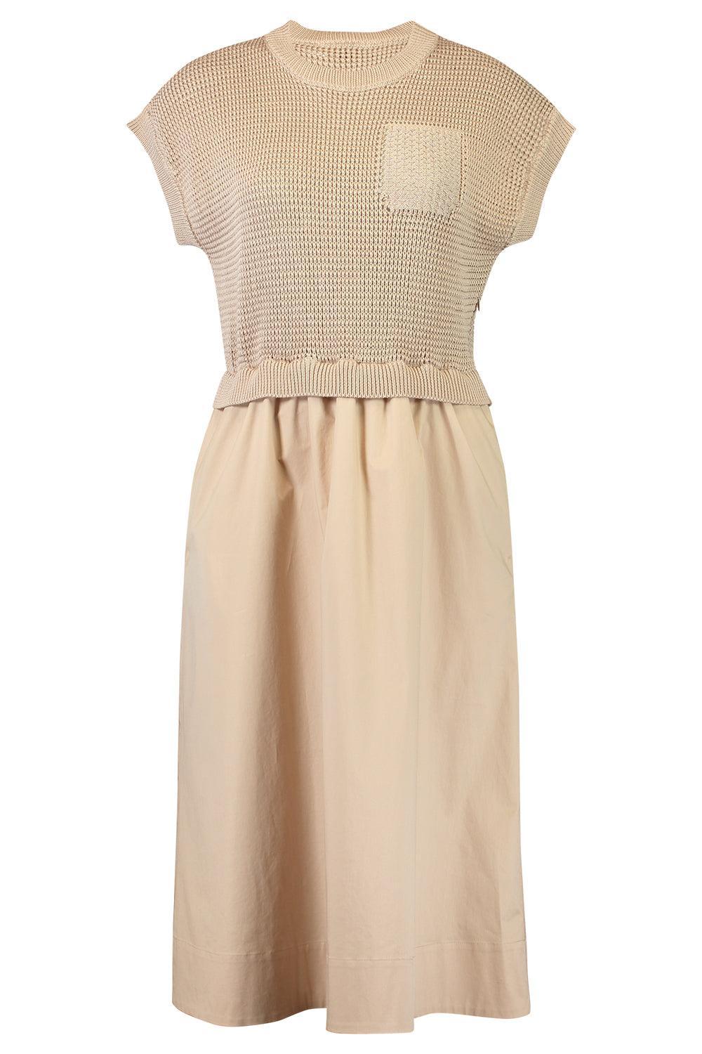 Knit Midi Dress-GOLD-38-CLOTHINGDRESSCASUAL-PESERICO