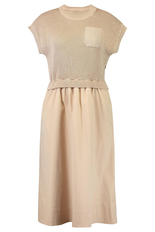 Knit Midi Dress-GOLD-38-CLOTHINGDRESSCASUAL-PESERICO