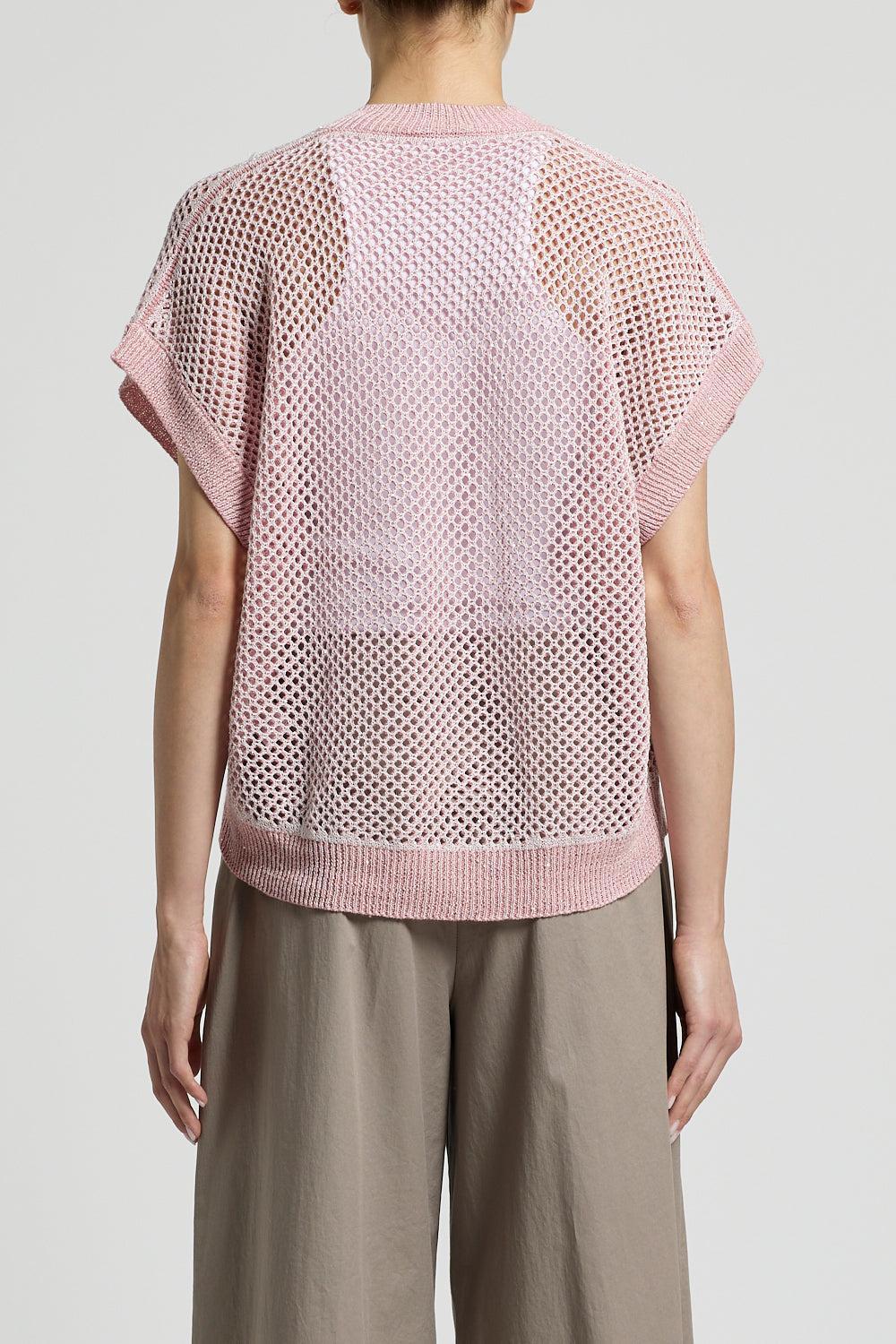 Short Sleeve Sequin Sweater-PINK-38-CLOTHINGTOPSWEATER-PESERICO