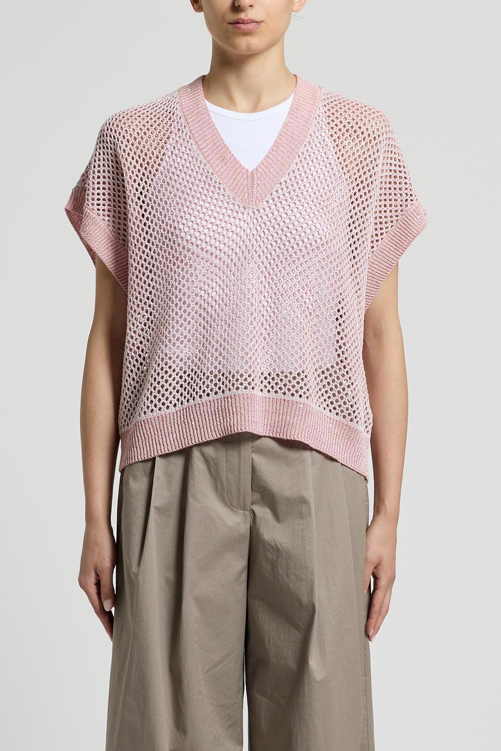 Short Sleeve Sequin Sweater-PINK-38-CLOTHINGTOPSWEATER-PESERICO