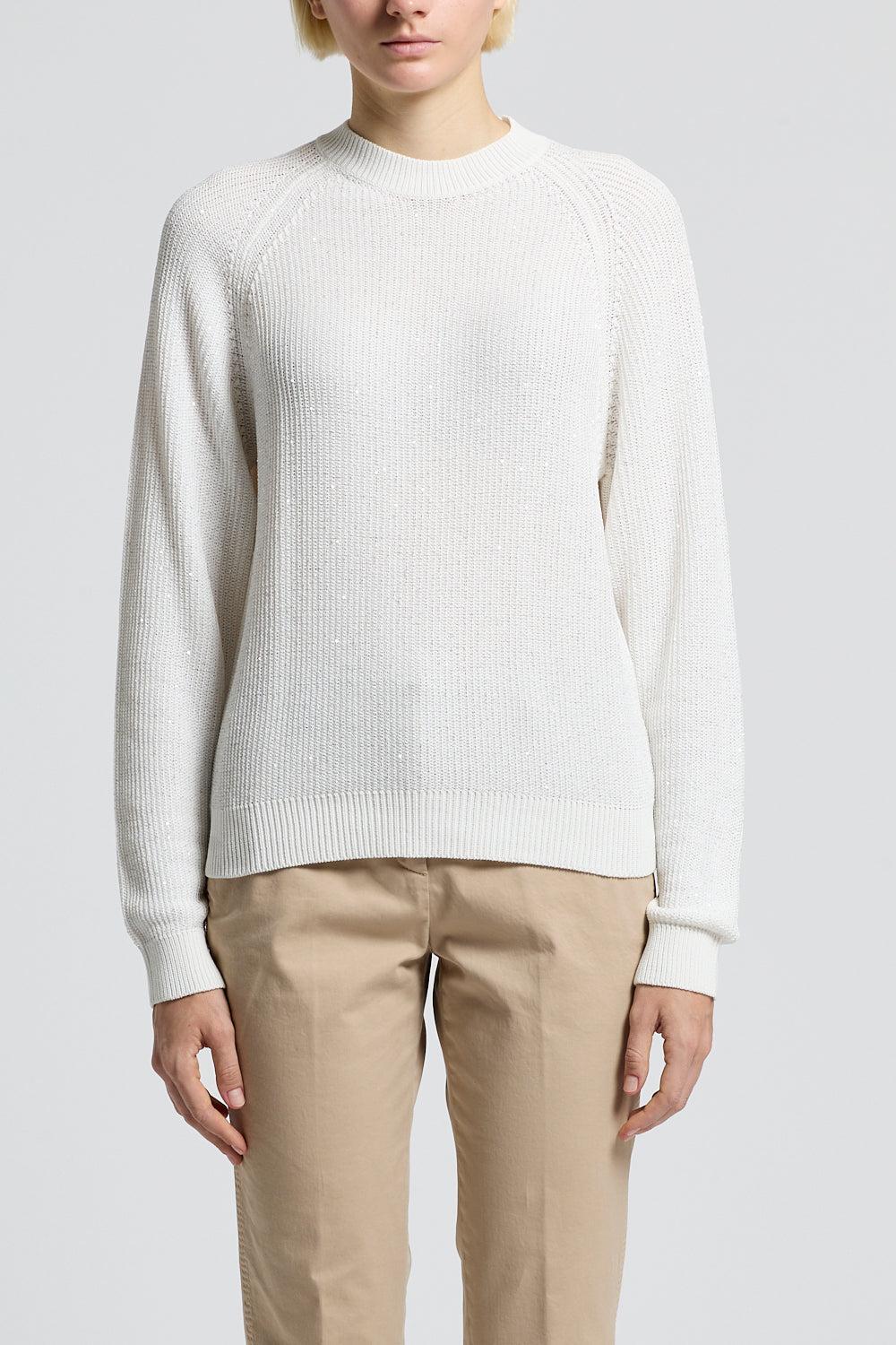 Long Sleeve Crew Neck Sweater-SOLAR WH-38-CLOTHINGTOPSWEATER-PESERICO