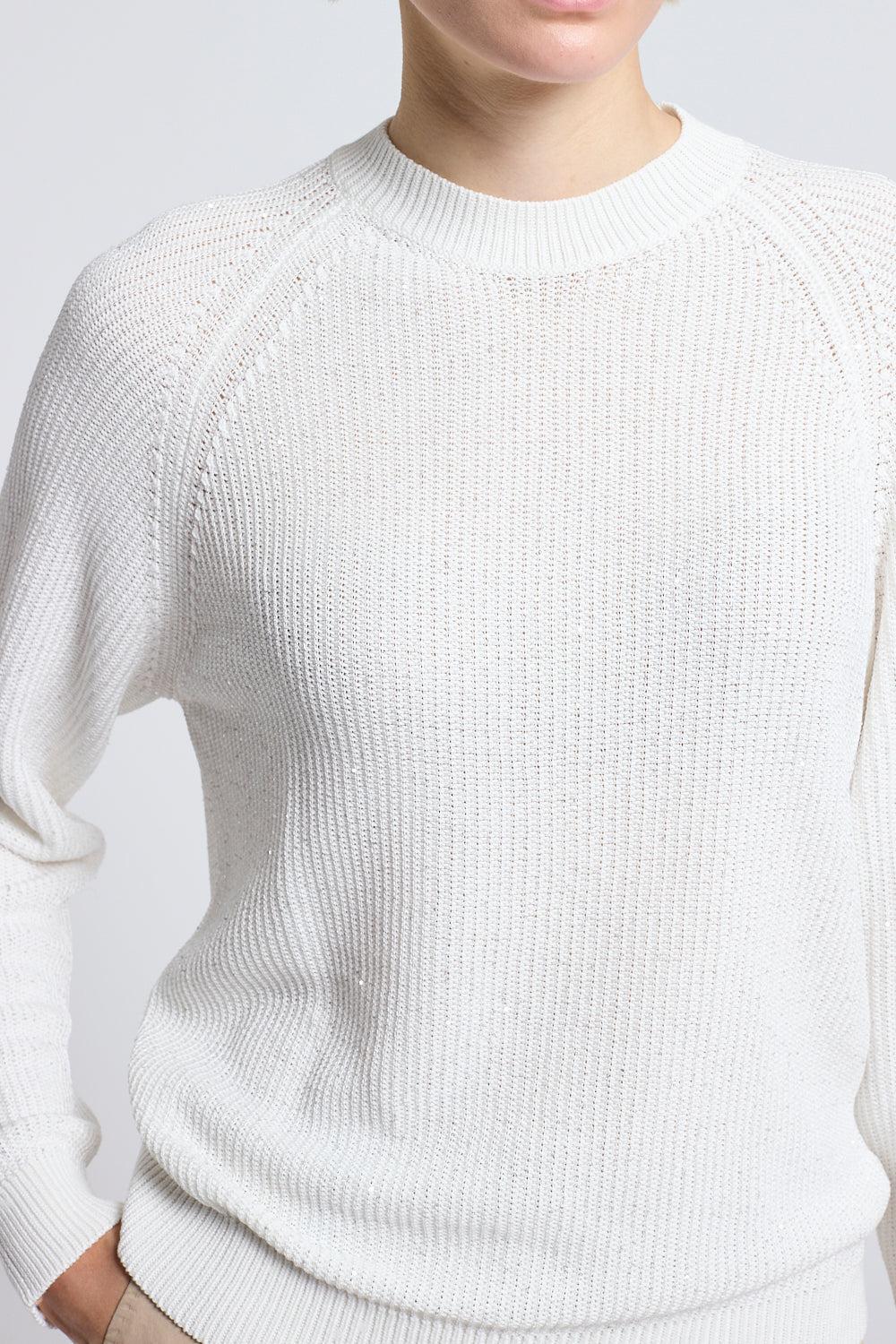 Long Sleeve Crew Neck Sweater-SOLAR WH-38-CLOTHINGTOPSWEATER-PESERICO