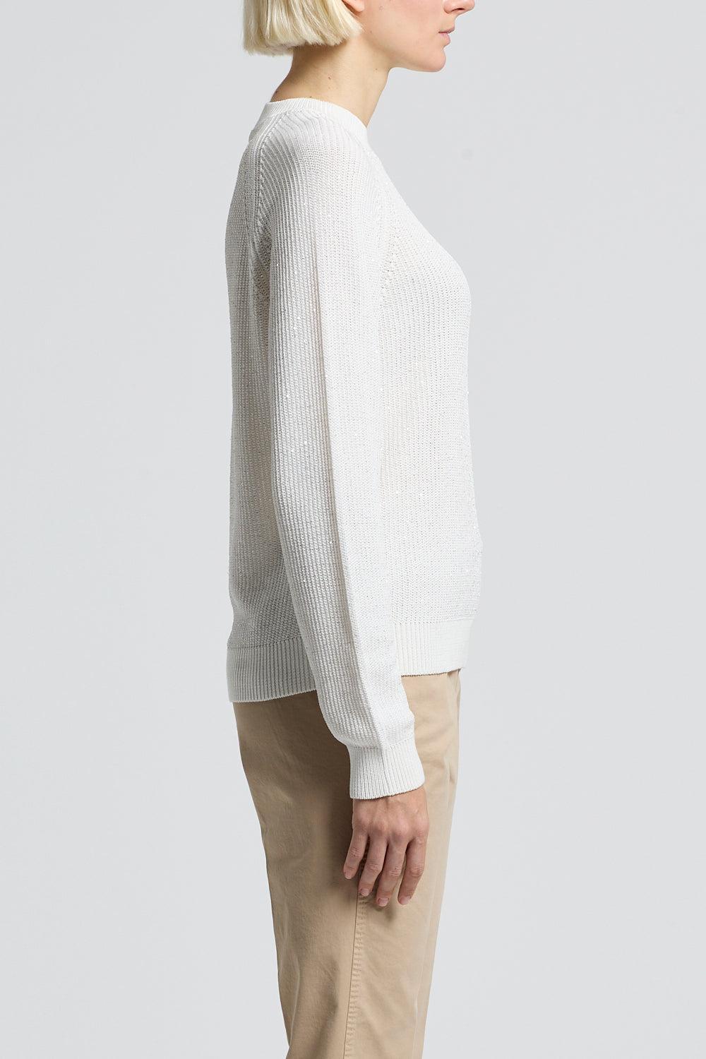 Long Sleeve Crew Neck Sweater-SOLAR WH-38-CLOTHINGTOPSWEATER-PESERICO