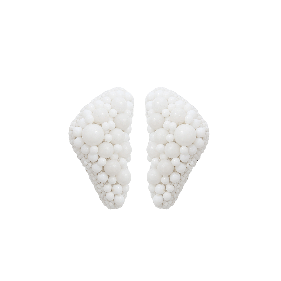 PETER CIESLA-Trapezoid Embroidered Earrings-WHITE