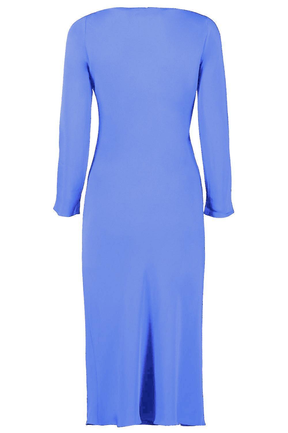 Long Sleeve Midi Dress - Medium Blue-MED BLUE-P-CLOTHINGDRESSCASUAL-PETER COHEN