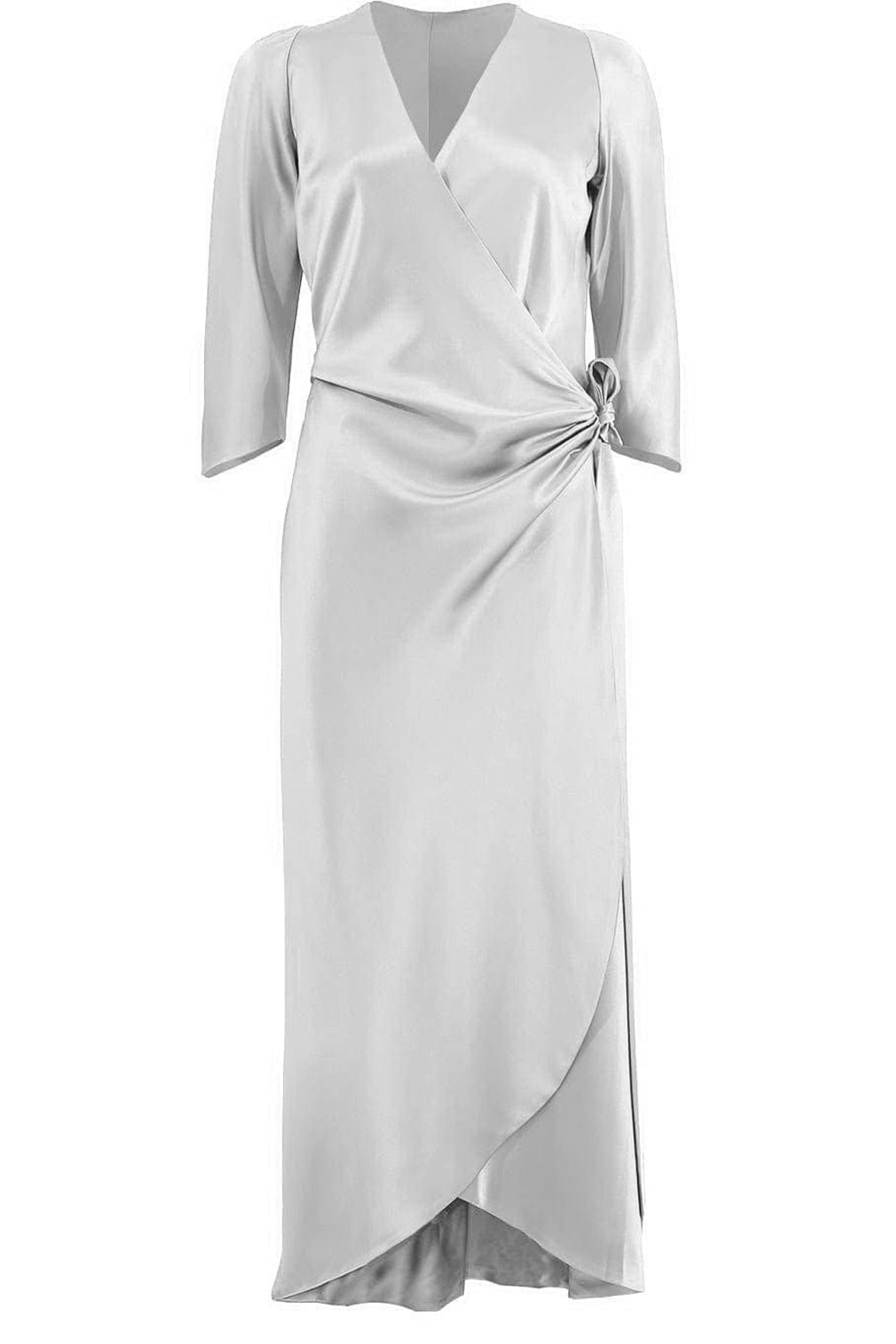 PETER COHEN-Sleeve Sign Wrap Dress - Silver-SILVER