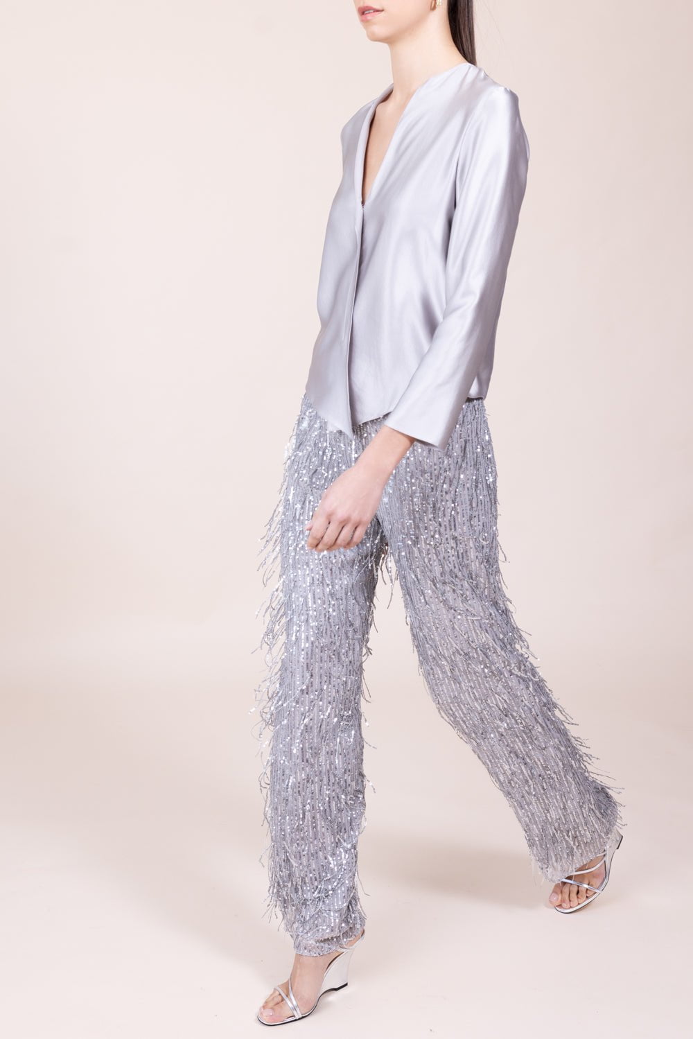 PETER COHEN-Wide Leg Pant - Grey-
