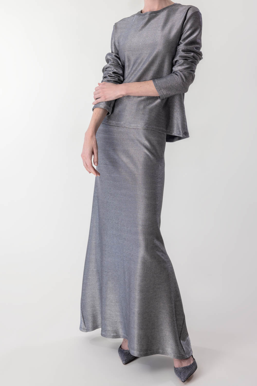 PETER COHEN-Rudder Skirt - Silver Mesh-