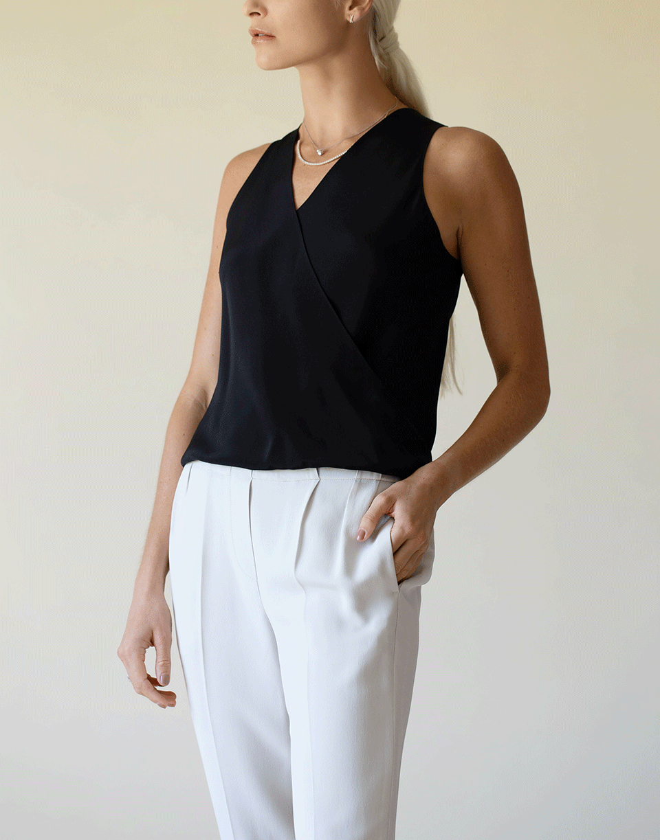 PETER COHEN-Black Sleeveless Crossover High Tide Top-BLACK