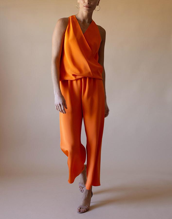 PETER COHEN-Papaya Sleeveless Crossover High Tide Top-