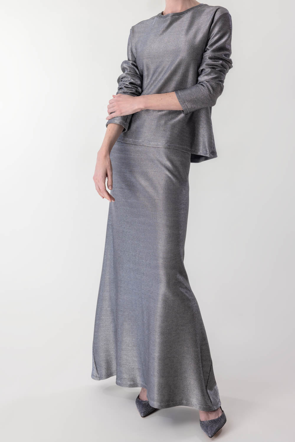 PETER COHEN-Long Sleeve Tee - Silver Mesh-