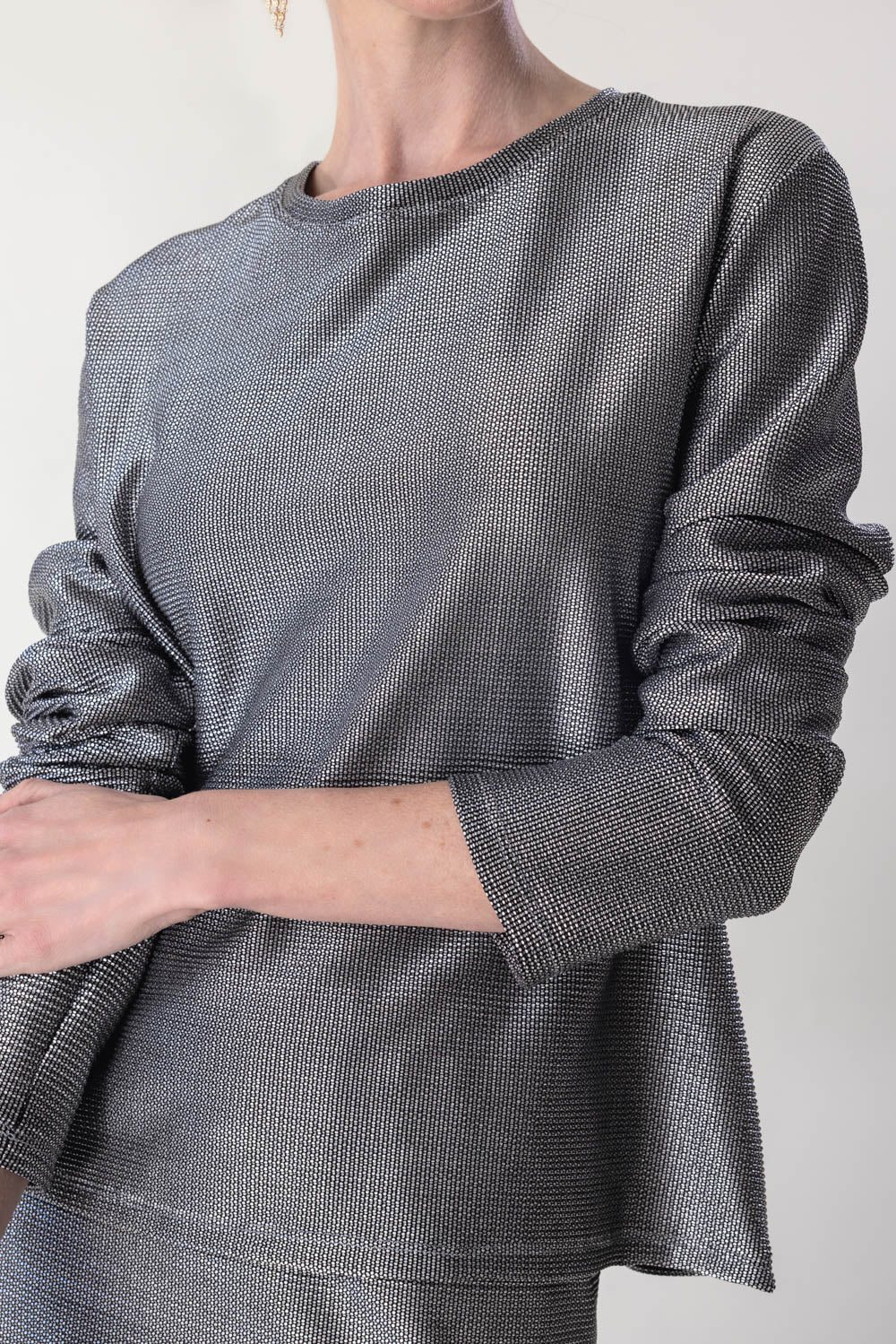 PETER COHEN-Long Sleeve Tee - Silver Mesh-