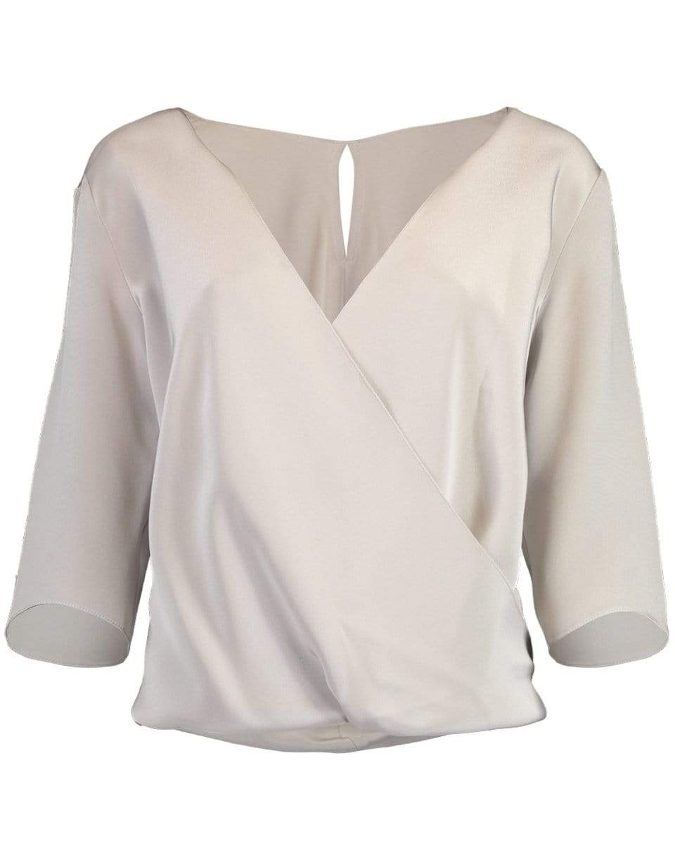 PETER COHEN-Elbow Sleeve V-Neck Crossover Give Blouse-