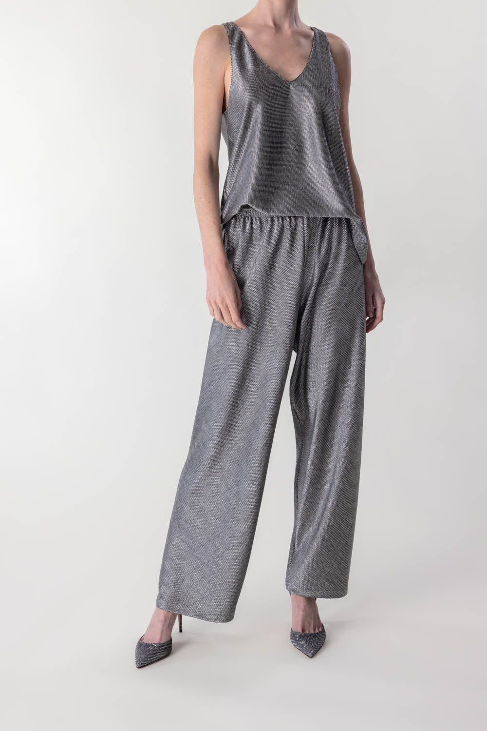 PETER COHEN-Sleeveless Tank - Silver Mesh-