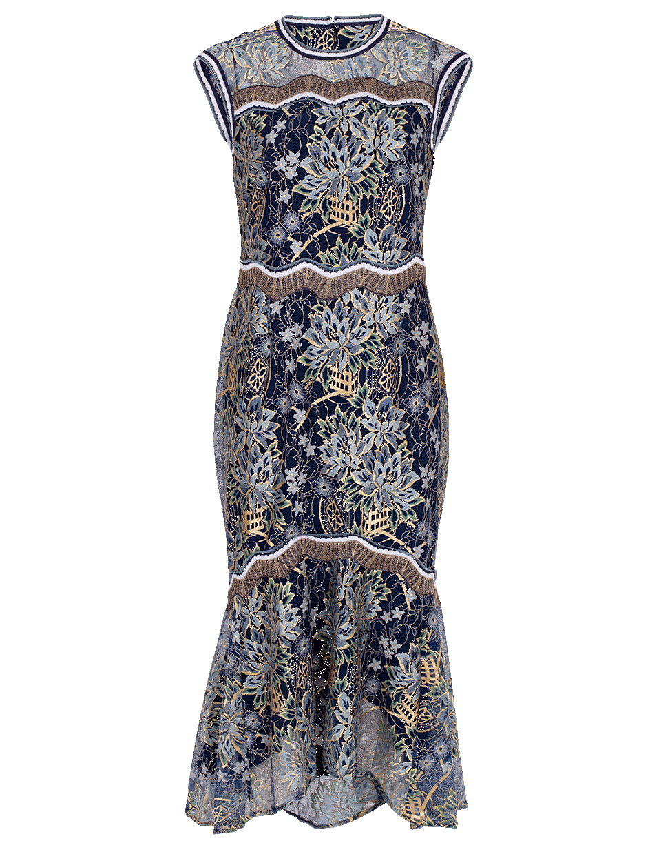 PETER PILOTTO-Sleeveless Lace Knit Dress-NAVY