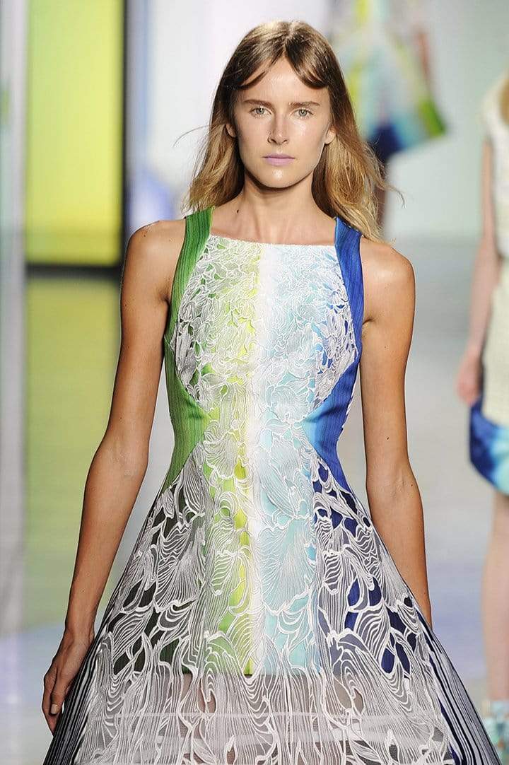 PETER PILOTTO-Square Neck Solar Dress-AURA/BLUE