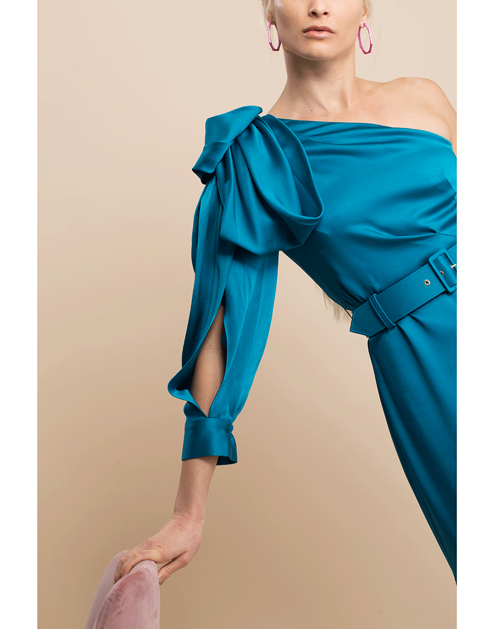 PETER PILOTTO-One-Shoulder Satin Gown-