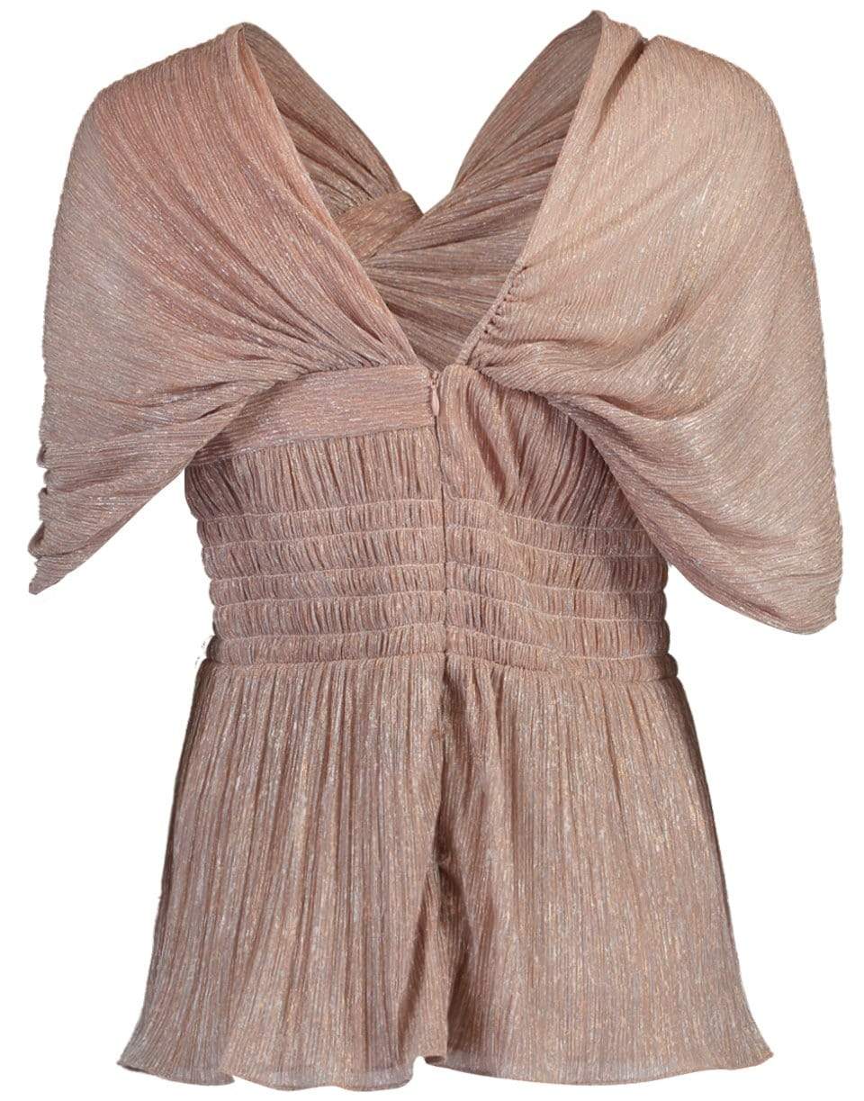PETER PILOTTO-Asymmetric One-Shoulder Smocked Plisse Top-BLUSH