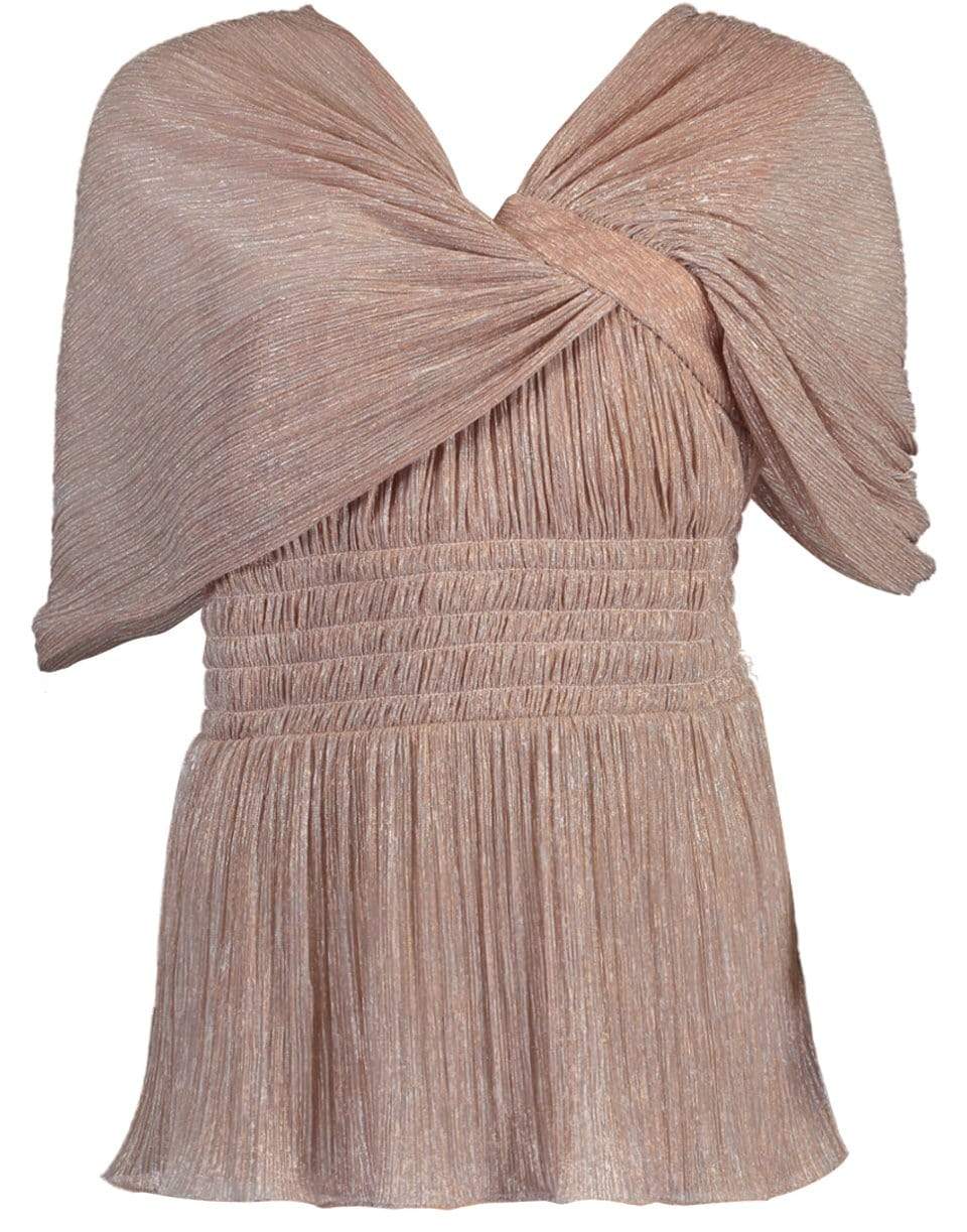 PETER PILOTTO-Asymmetric One-Shoulder Smocked Plisse Top-BLUSH