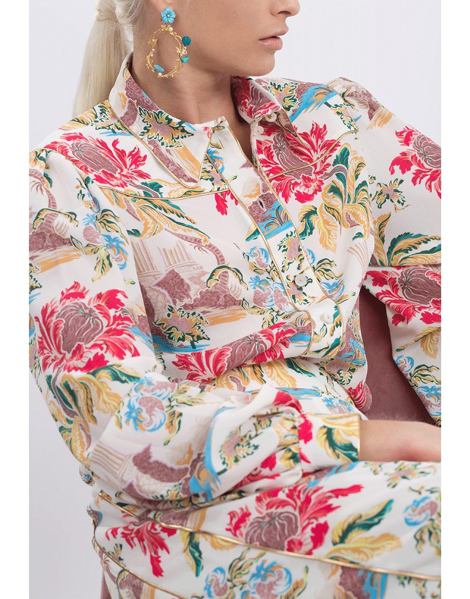 PETER PILOTTO-Flower Print Crepe Blouse-