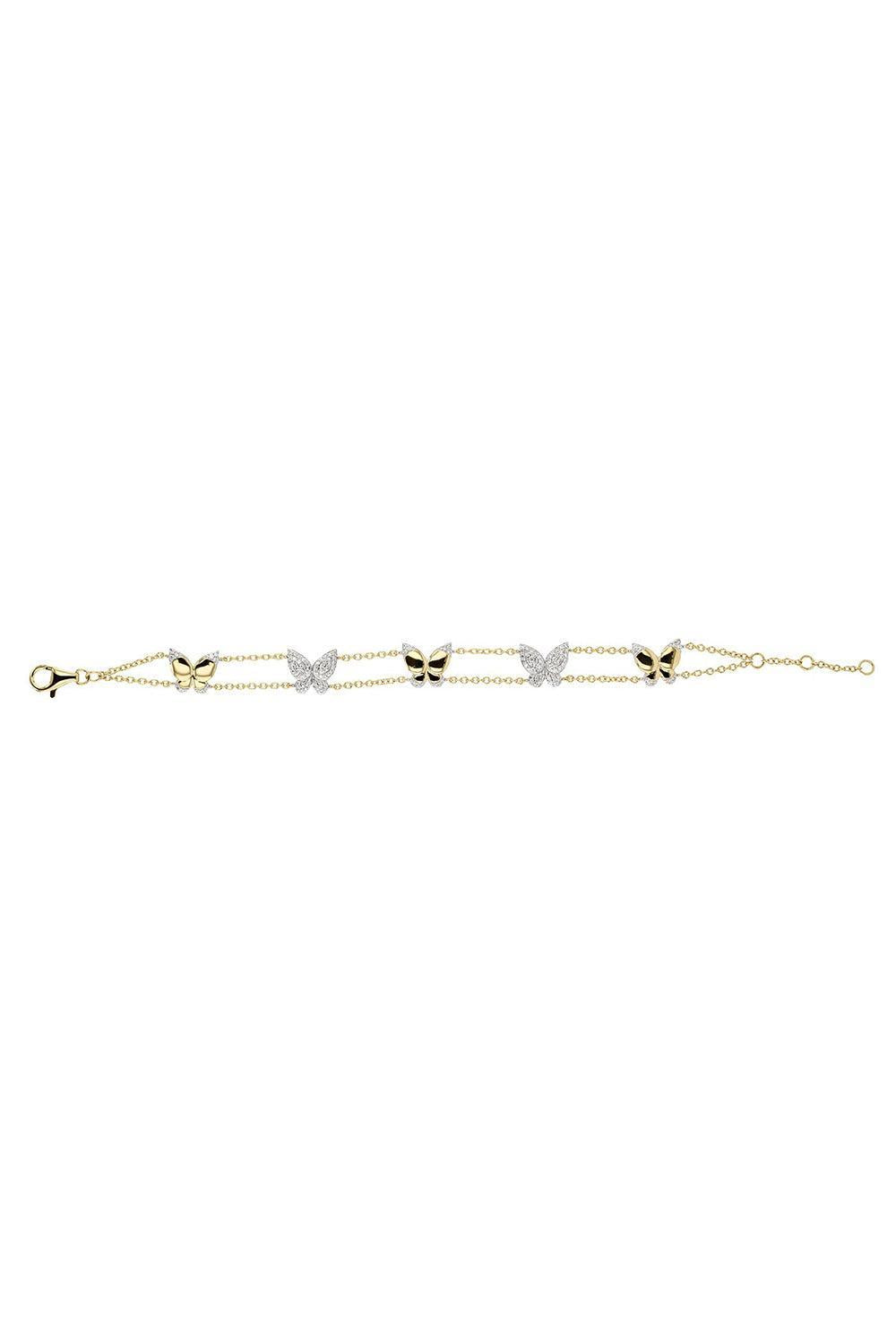 Five Station Alternating Butterfly Bracelet-YELLOW GOLD-7-JEWELRYFINE JEWELBRACELET O-PHILLIPS HOUSE