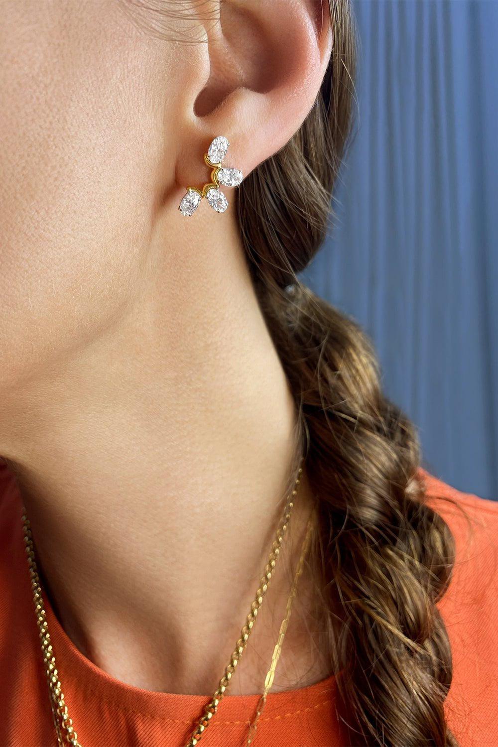 PHILLIPS HOUSE-Half Flower Stud Earrings-PLAT