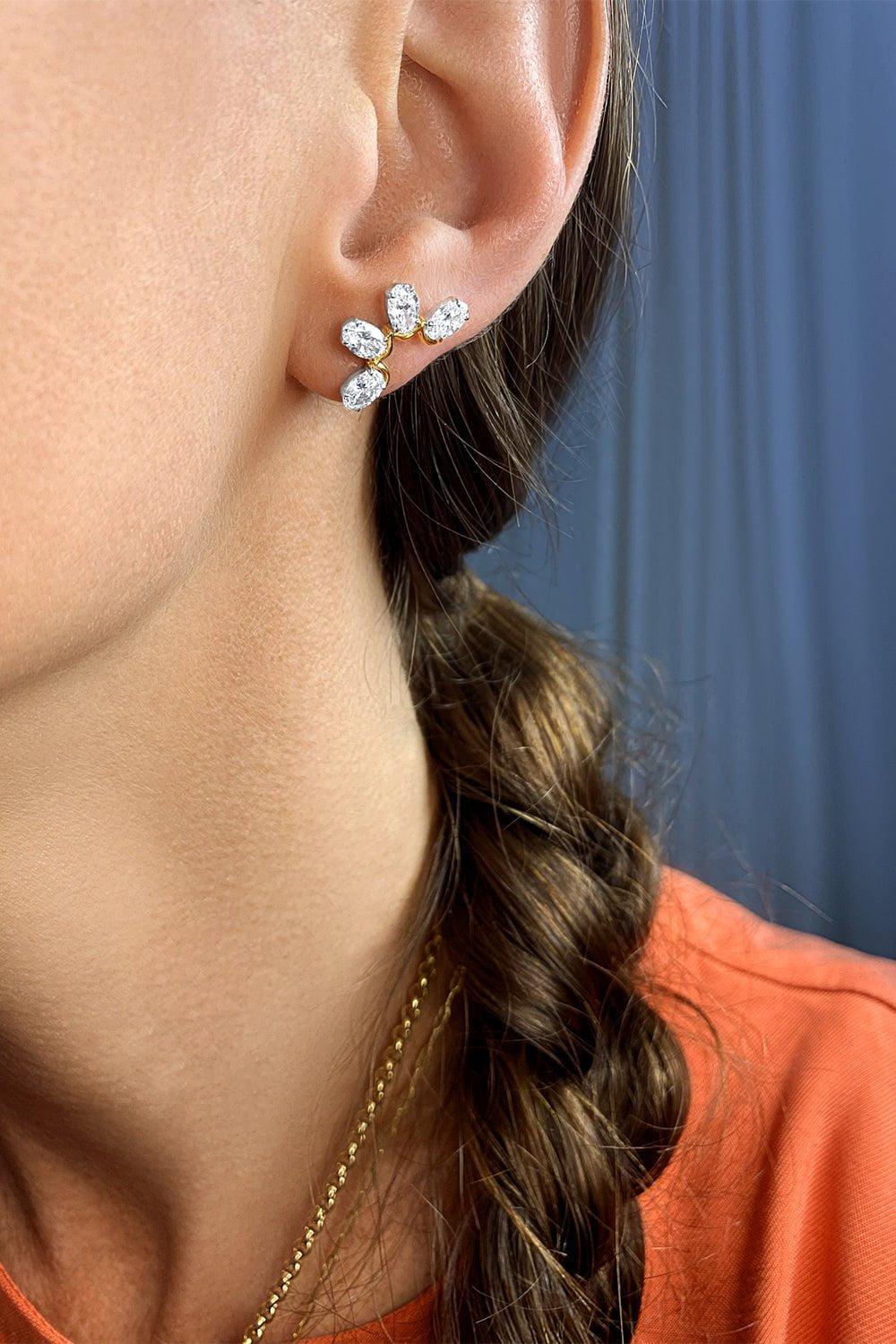 PHILLIPS HOUSE-Half Flower Stud Earrings-PLAT