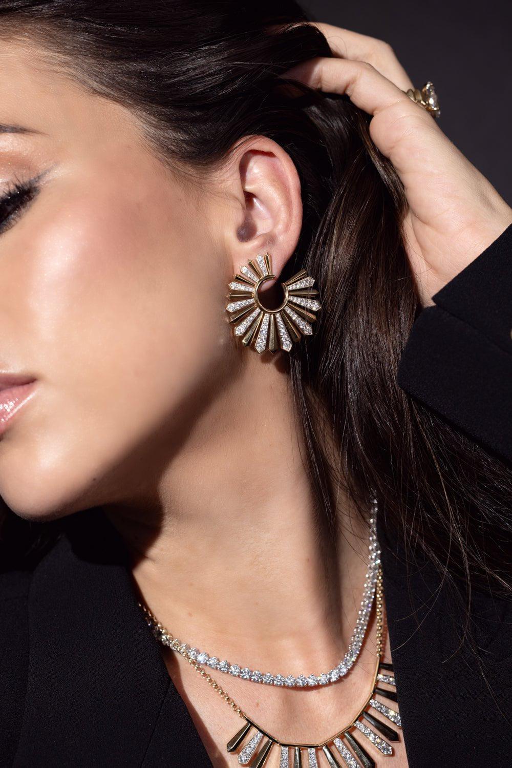 PHILLIPS HOUSE-Aura Feathered XL Fan Earrings-YELLOW GOLD
