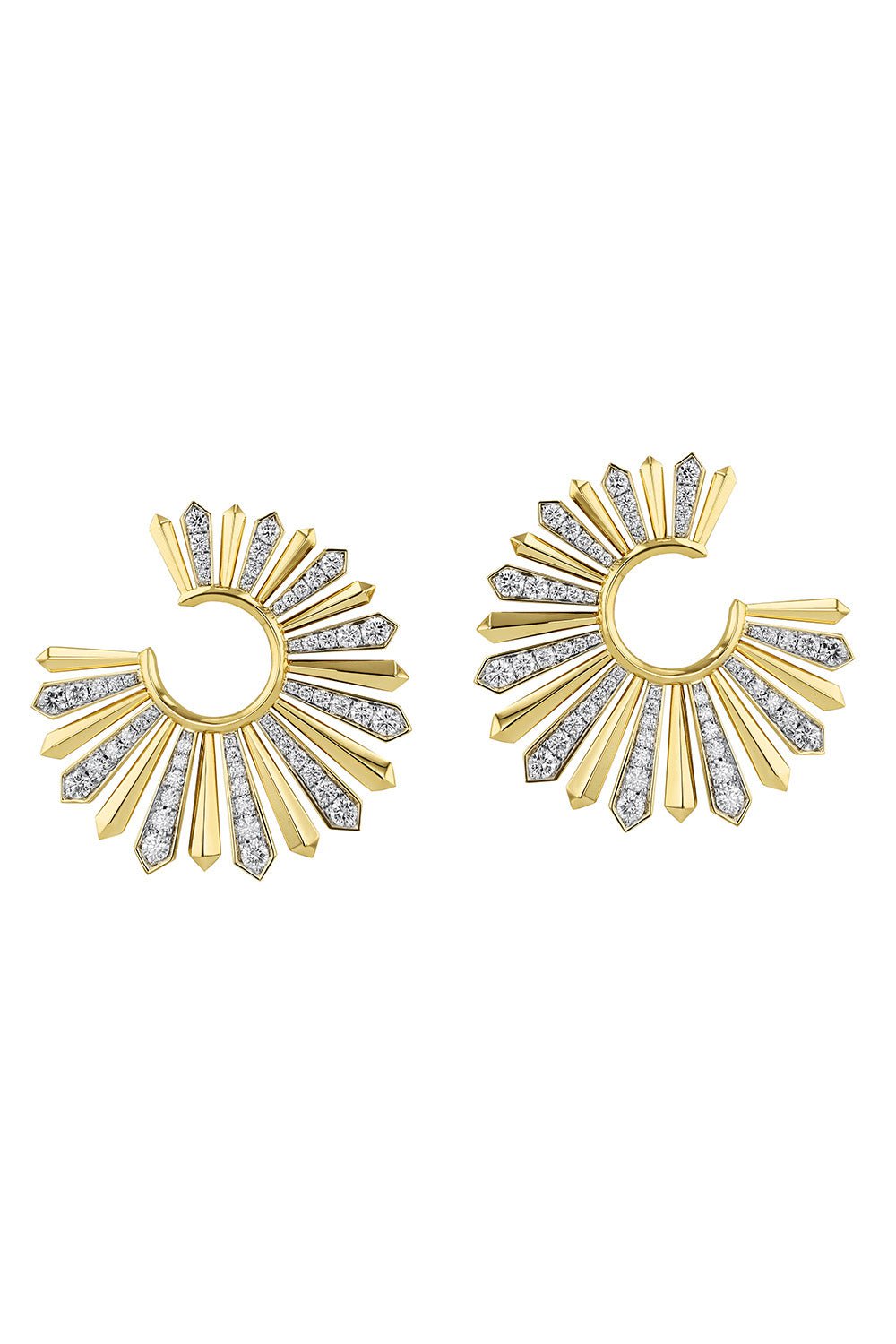 PHILLIPS HOUSE-Aura Feathered XL Fan Earrings-YELLOW GOLD