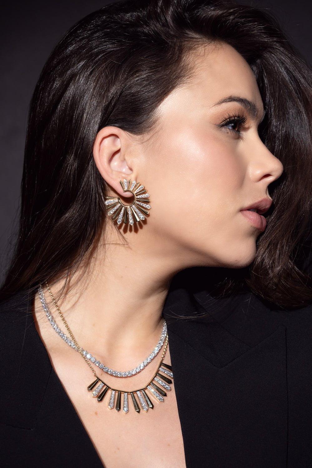 PHILLIPS HOUSE-Aura Feathered XL Fan Earrings-YELLOW GOLD