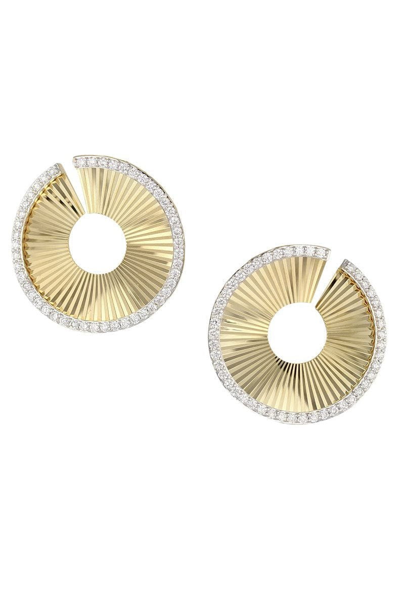 PHILLIPS HOUSE-Diamond Aura Front Back Large Fan Earring-YELLOW GOLD