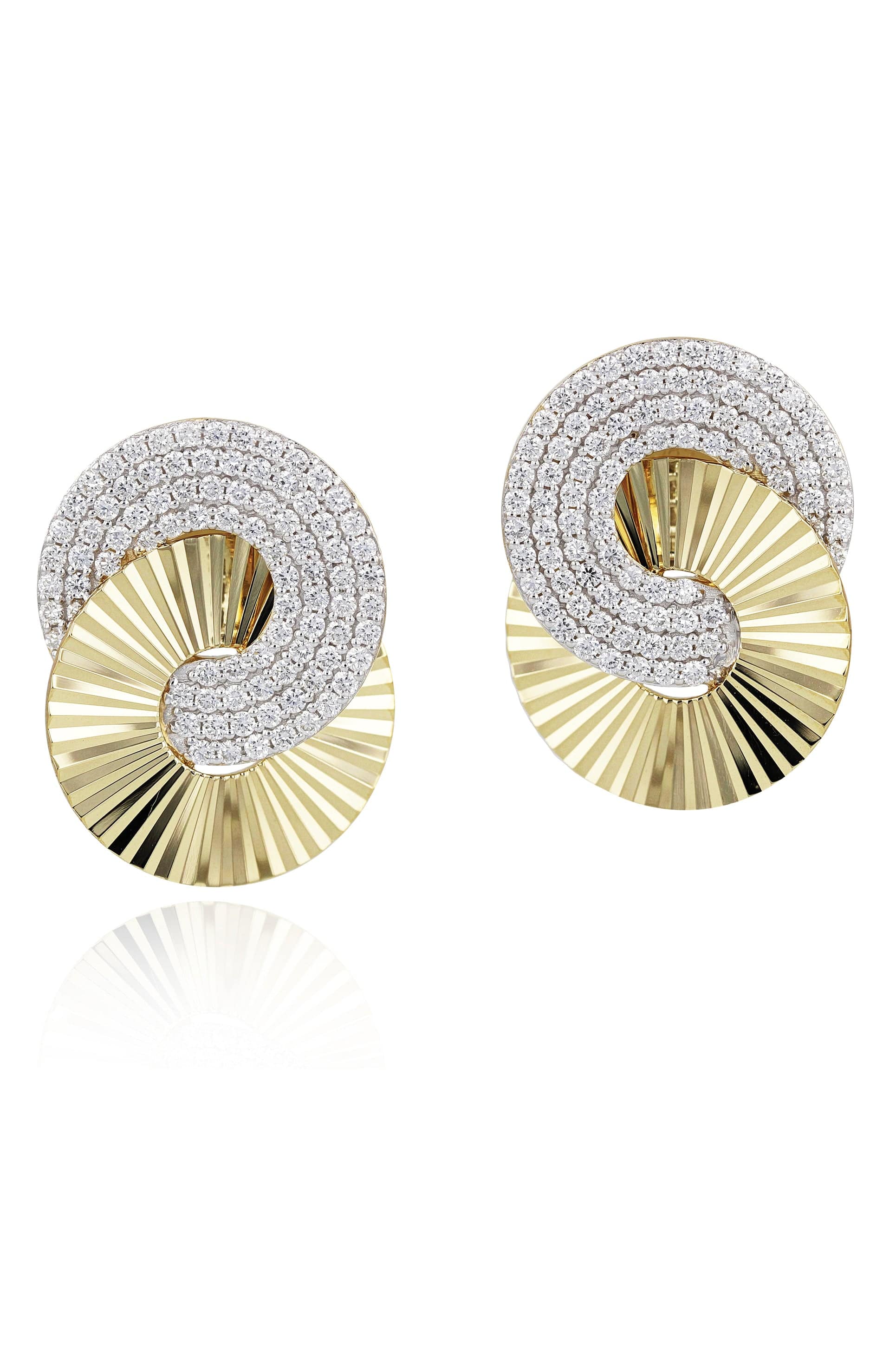 PHILLIPS HOUSE-Diamond Large Aura Interlocking Stud-YELLOW GOLD