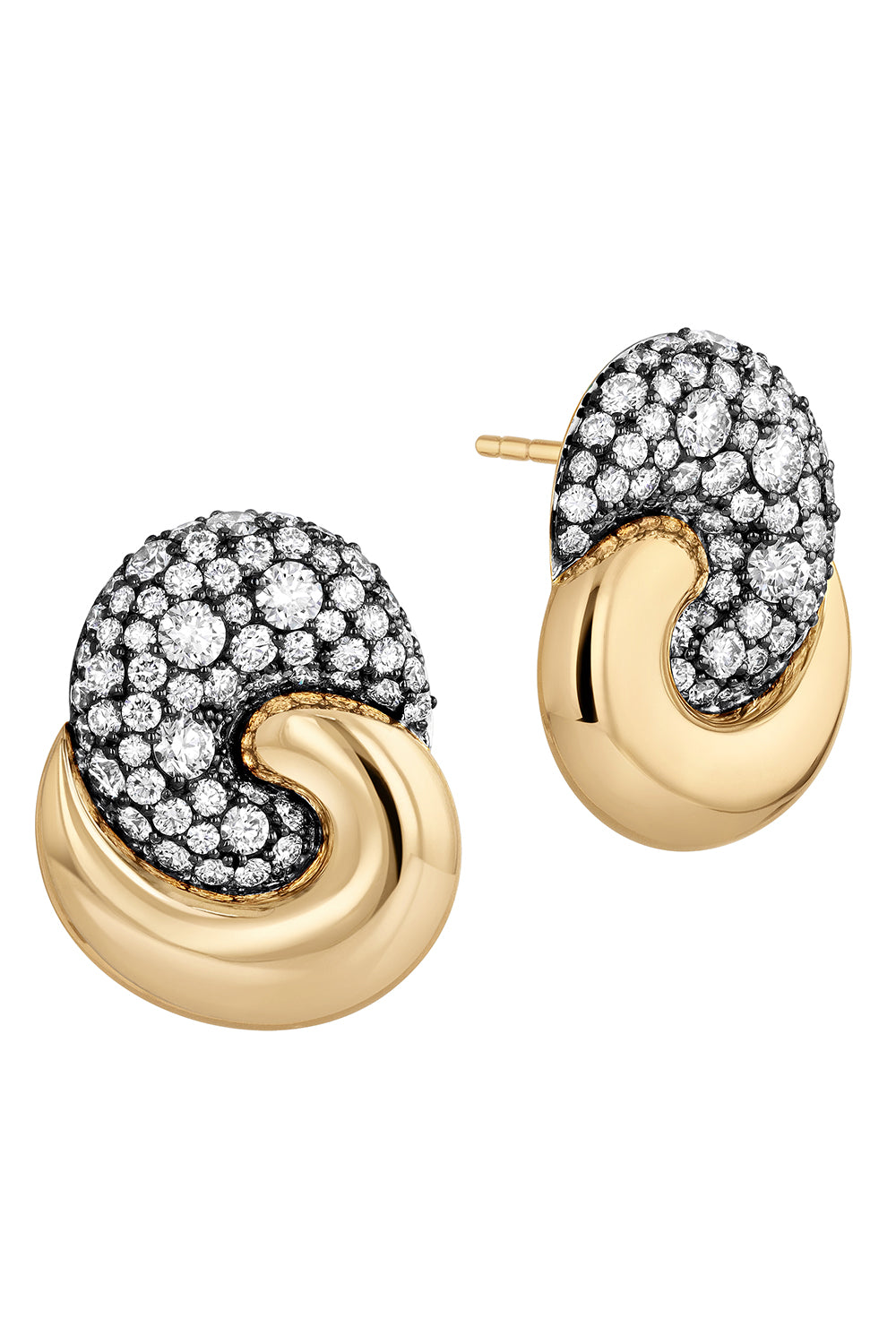 Diamond Medium Duet Earrings-YELLOW GOLD-JEWELRYFINE JEWELEARRING-PHILLIPS HOUSE