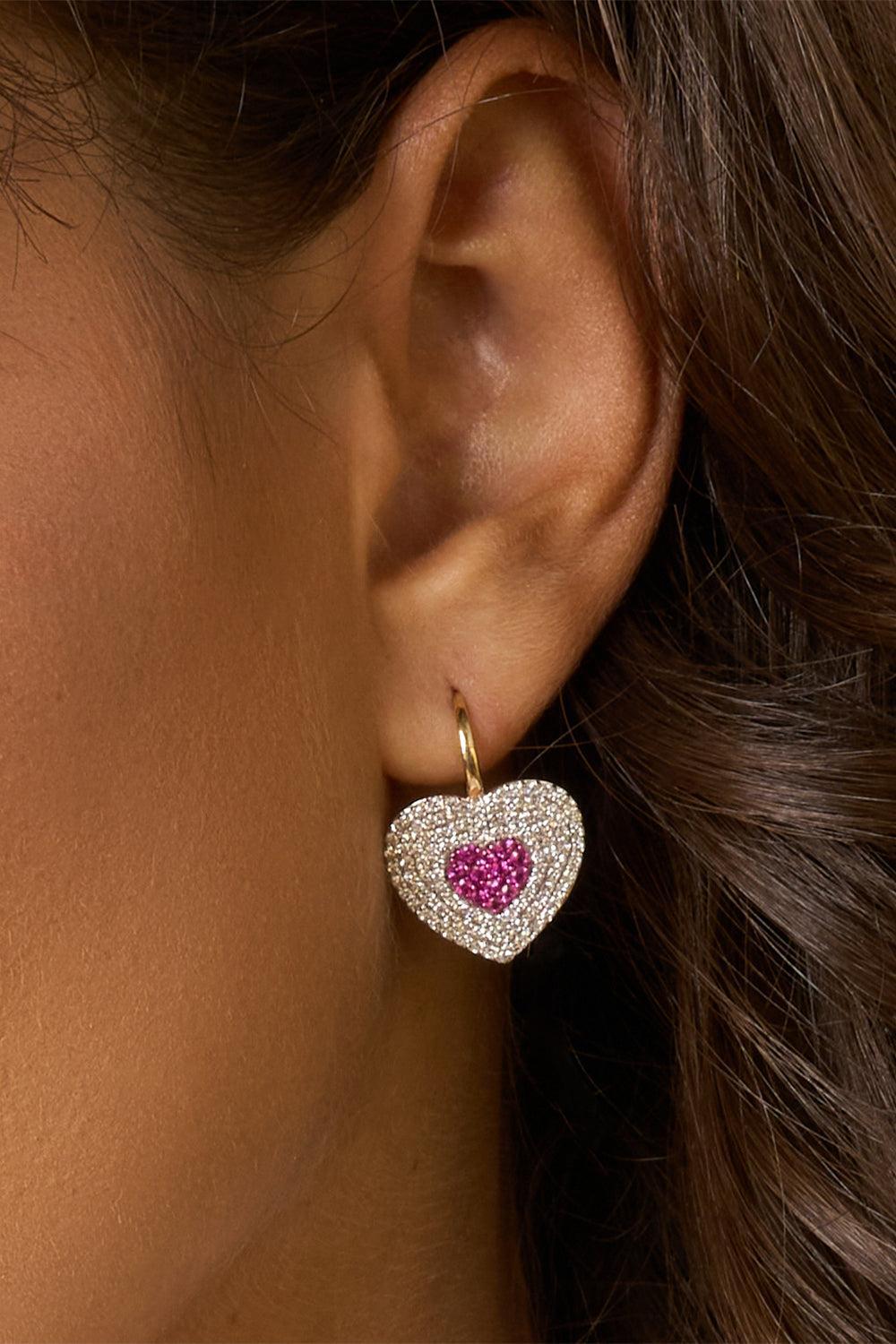 Diamond Pink Sapphire Infinity Heartbeat Leverback-YELLOW GOLD-JEWELRYFINE JEWELEARRING-PHILLIPS HOUSE