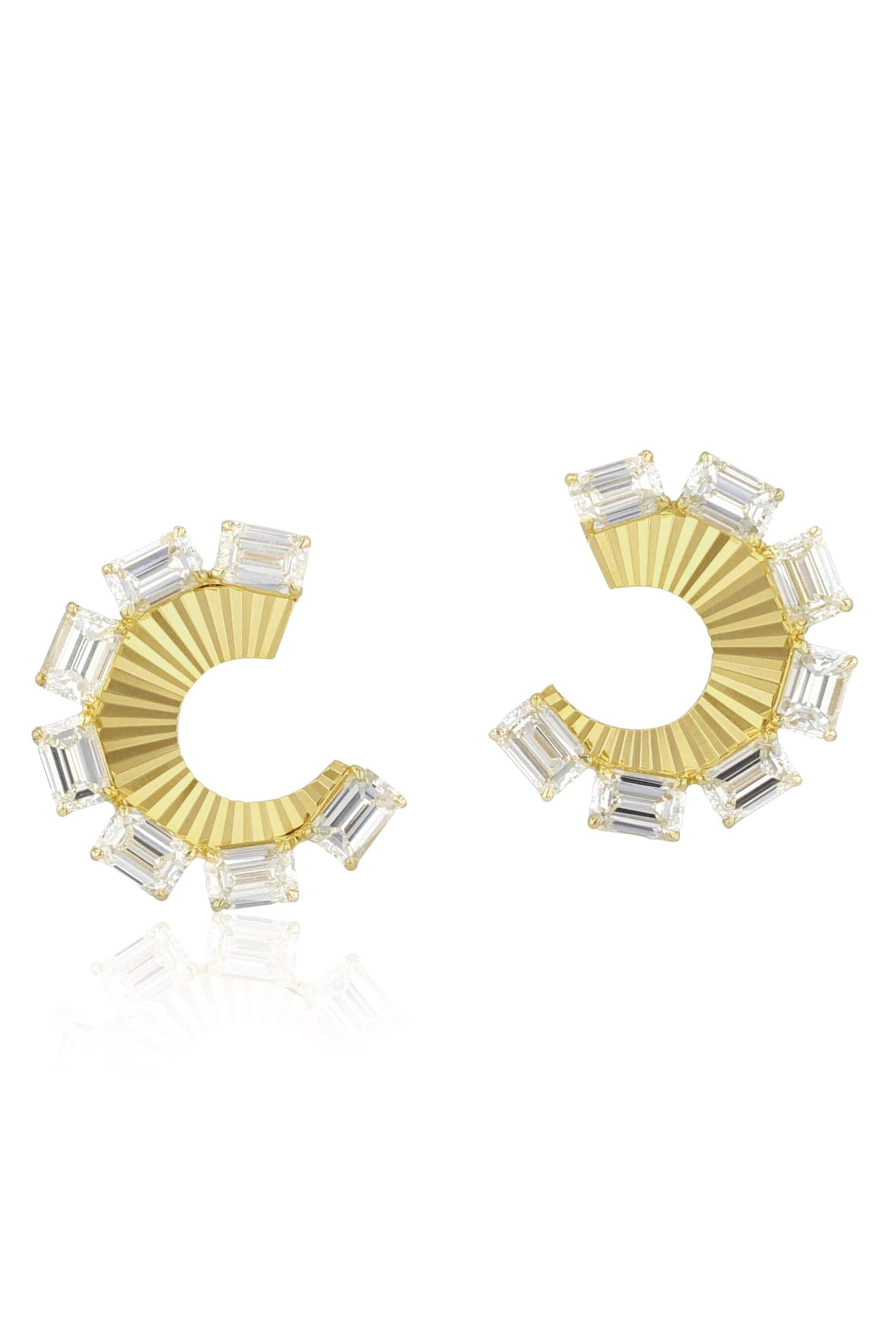PHILLIPS HOUSE-Emerald Cut Diamond Aura Fan Earrings-YELLOW GOLD