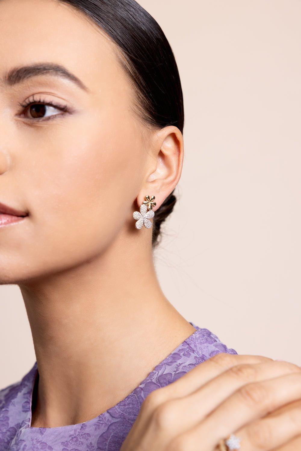 PHILLIPS HOUSE-Forget-Me-Not Large Double Flower Stud Earrings-YELLOW GOLD