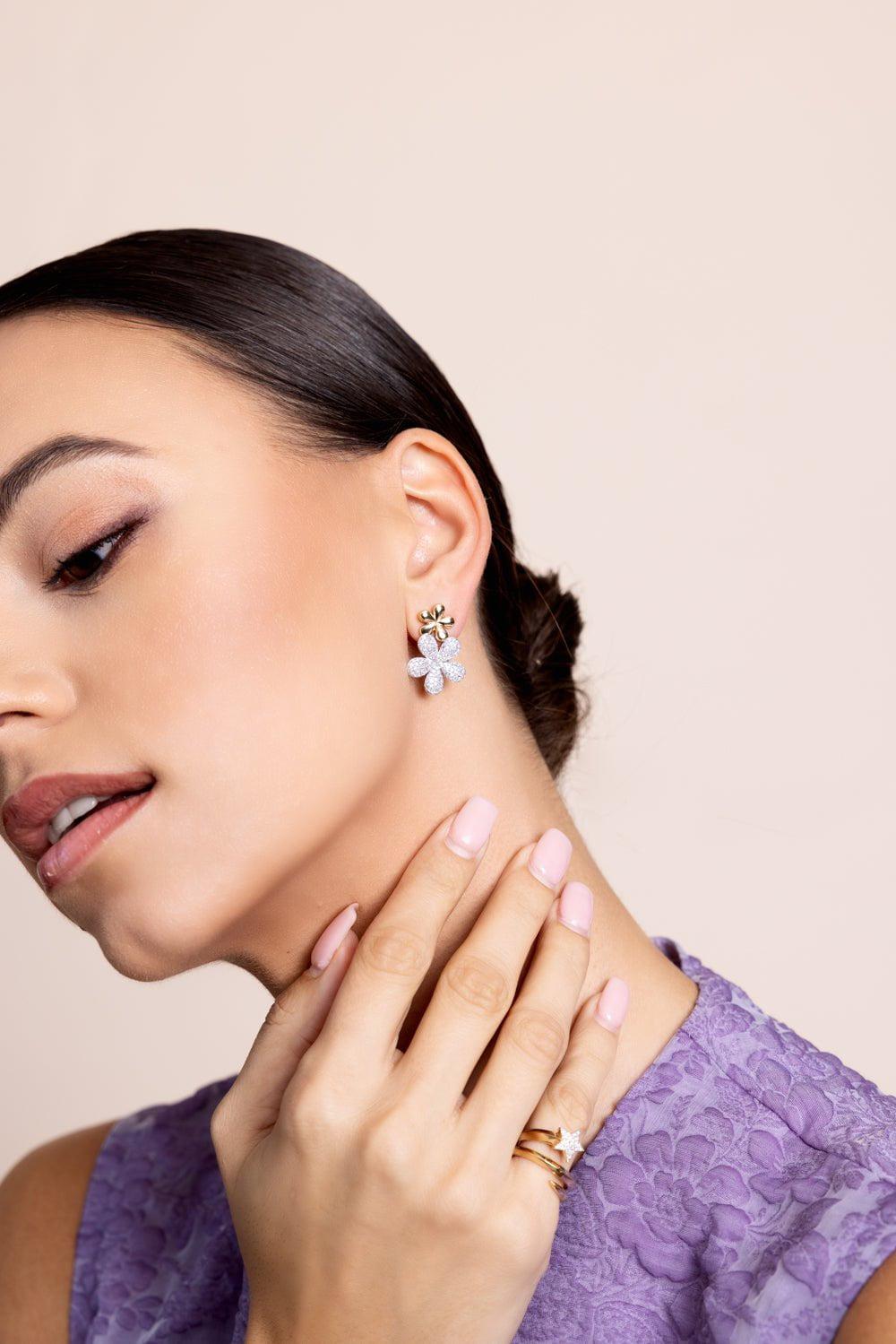 PHILLIPS HOUSE-Forget-Me-Not Large Double Flower Stud Earrings-YELLOW GOLD