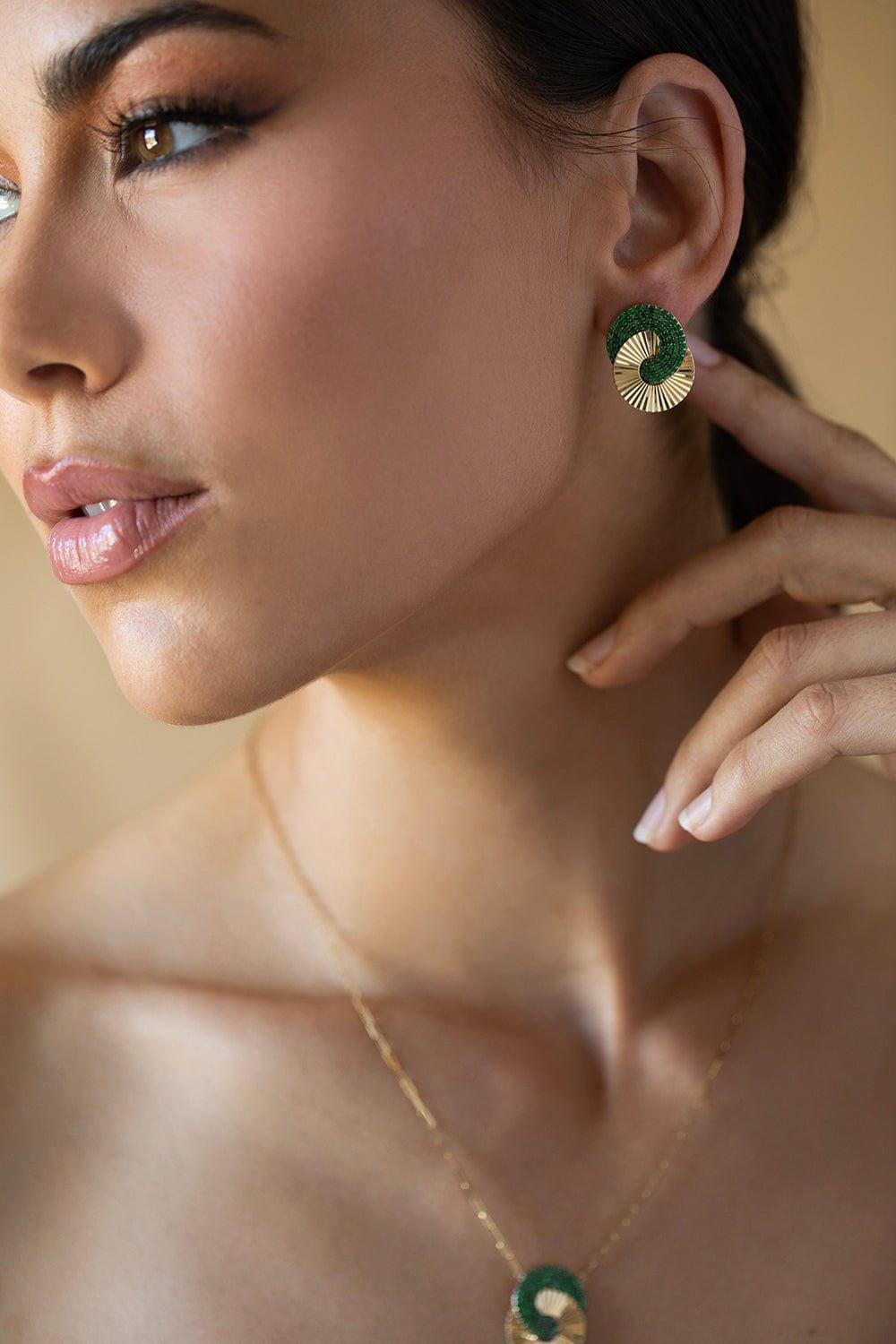 PHILLIPS HOUSE-Large Aura Interlock Stud Earrings-YELLOW GOLD