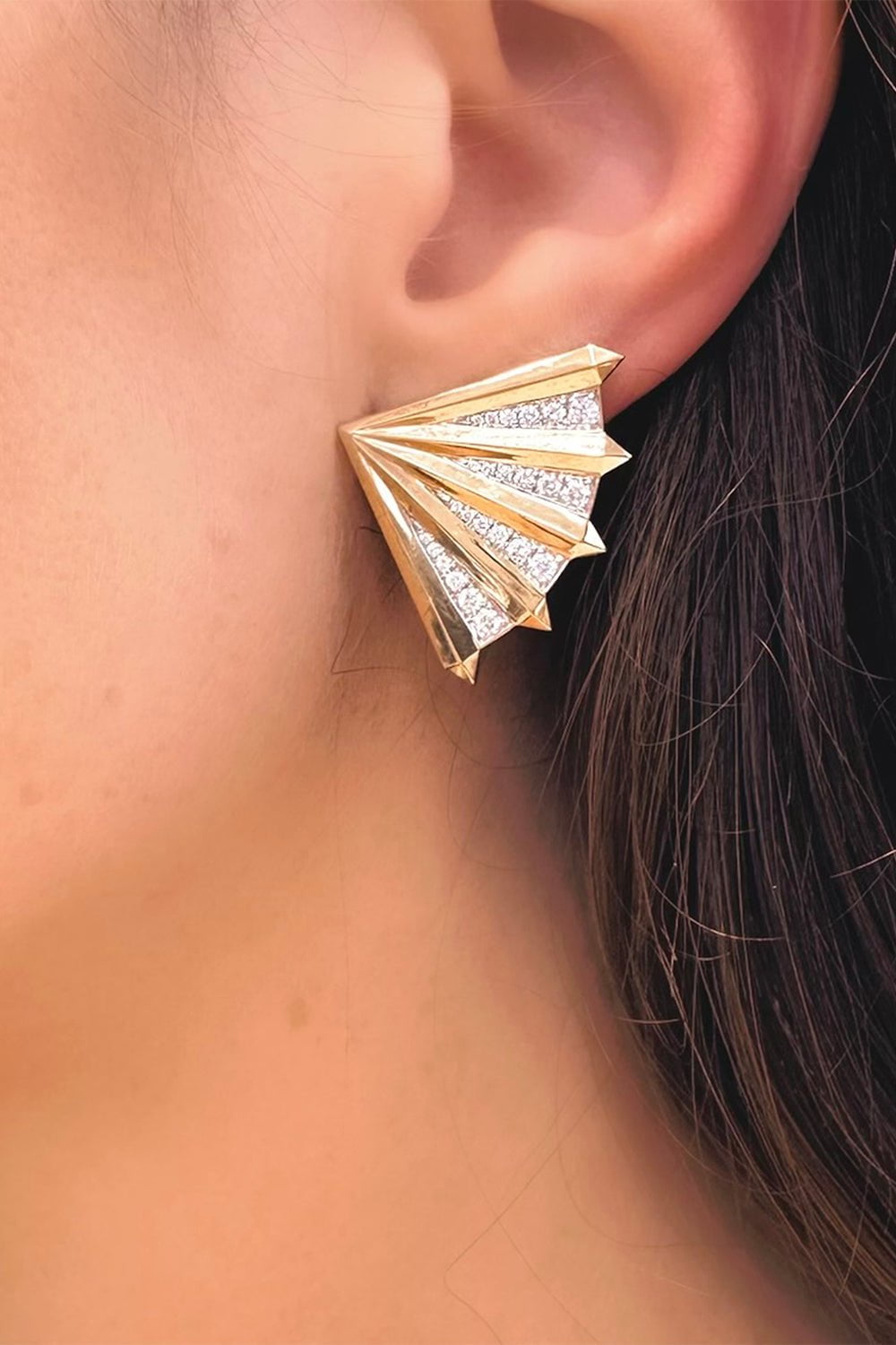 PHILLIPS HOUSE-Large Fan Aura Stud Earrings-YELLOW GOLD